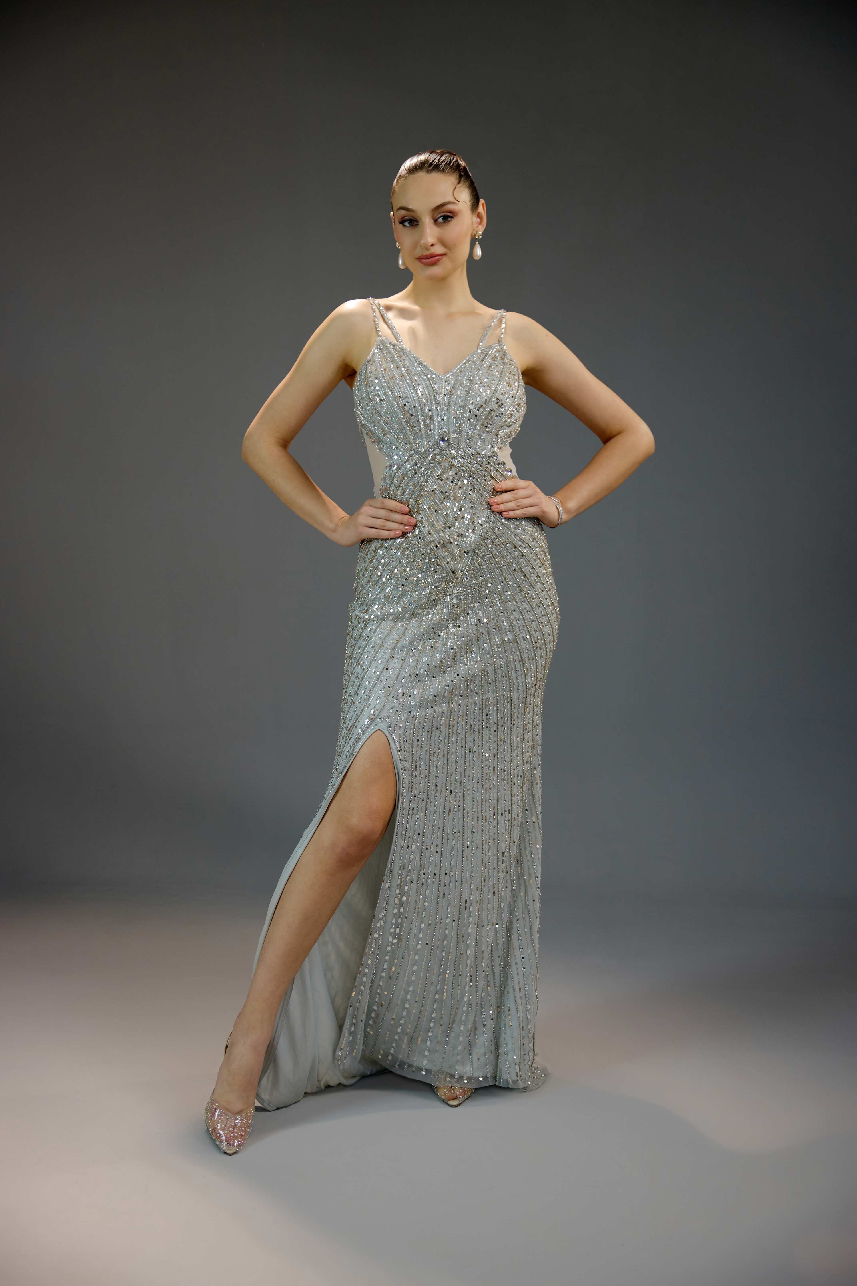 Aqua Ombre Sequin Maxi Dress