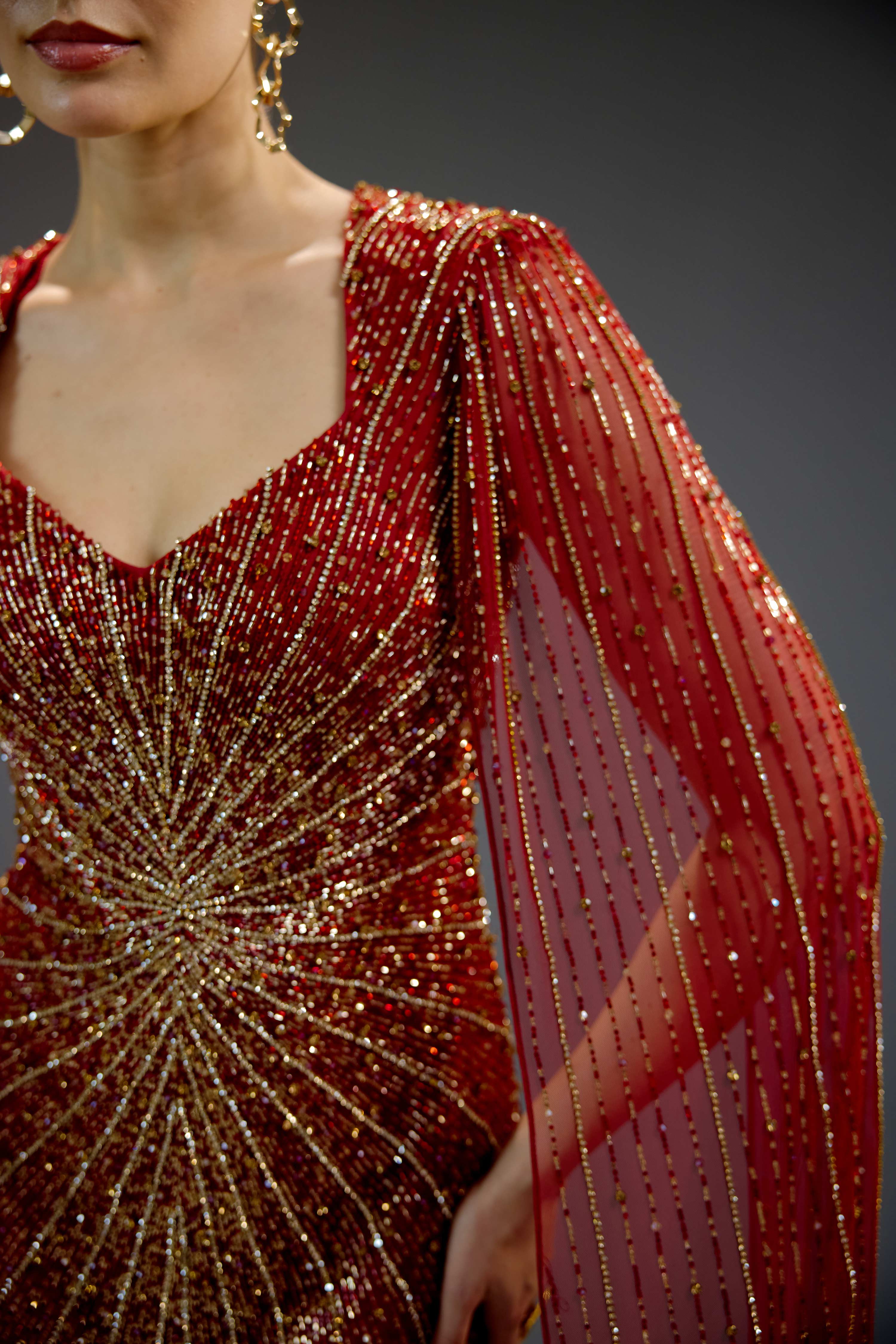Burgundy Floral Sequin Maxi Dress