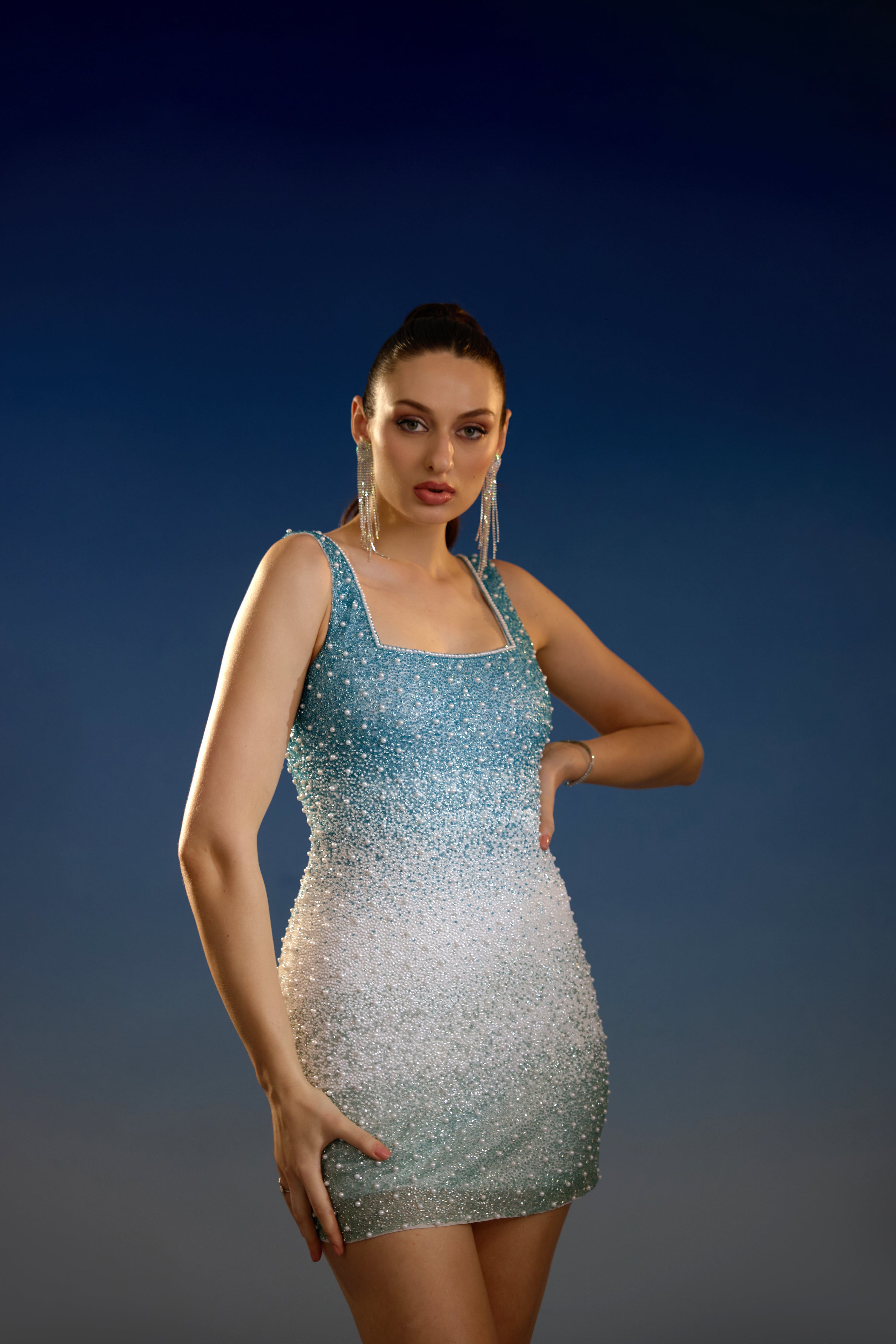 Azure Moonlight Symphony mini dress