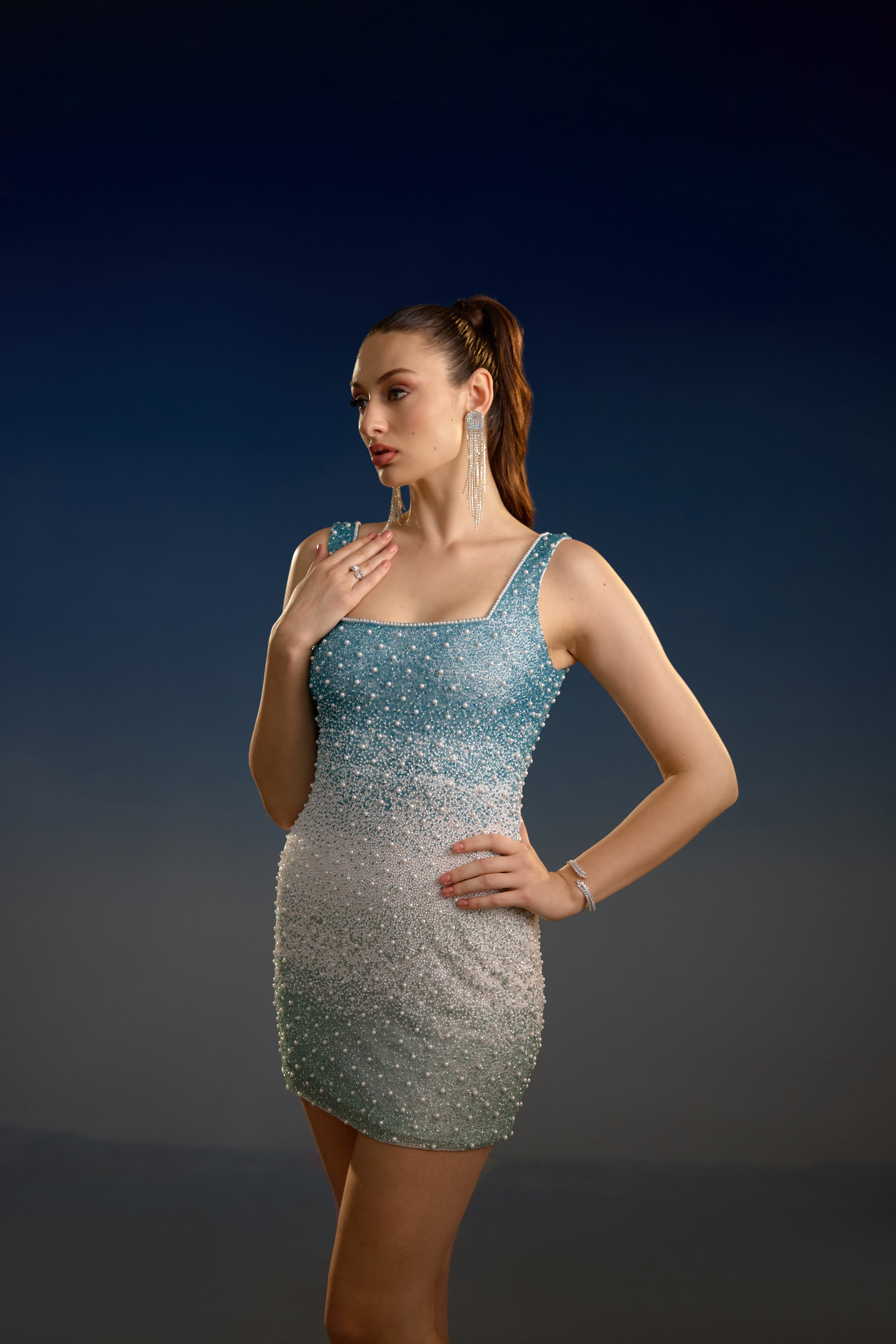 Azure Moonlight Symphony mini dress