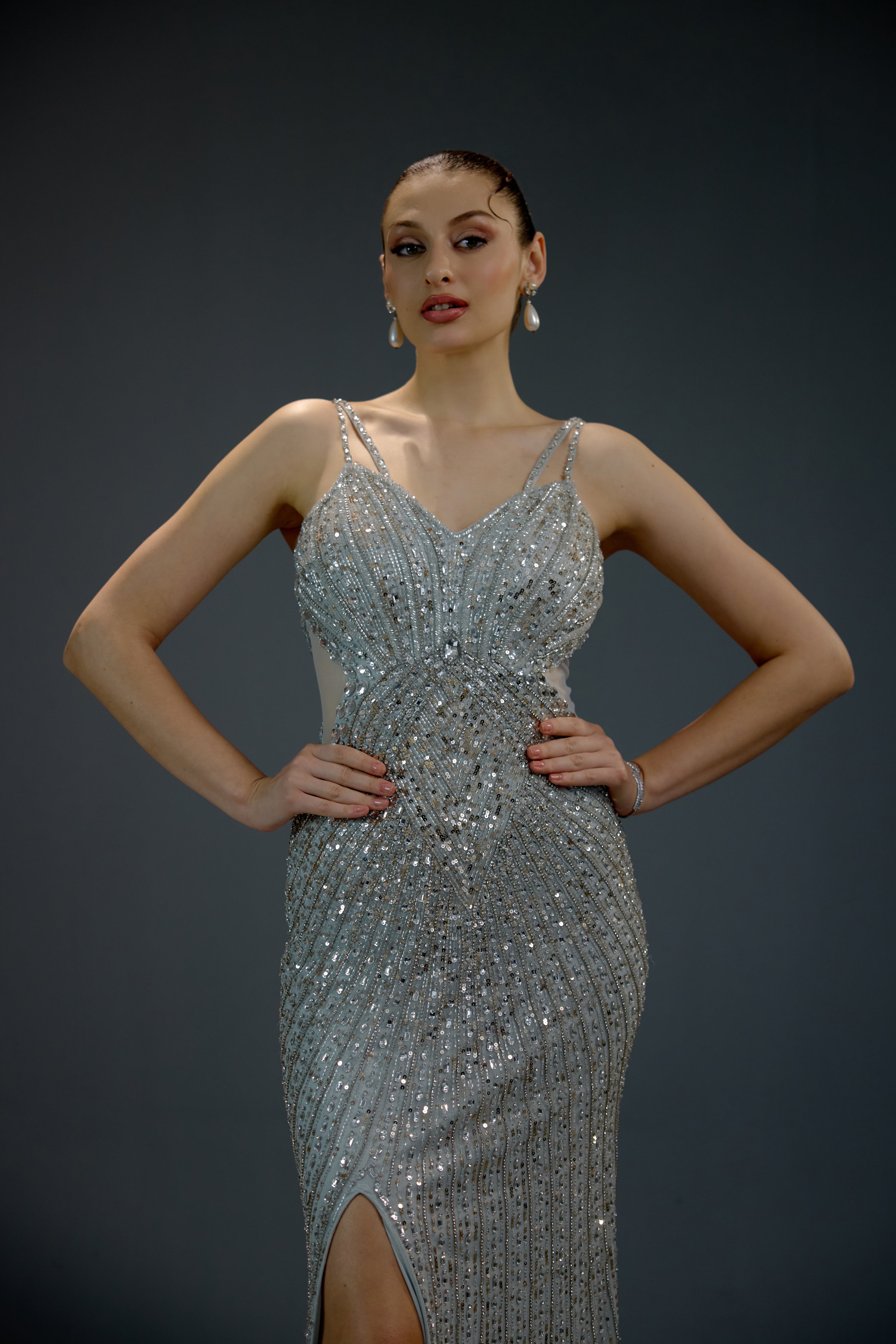 Aqua Ombre Sequin Maxi Dress