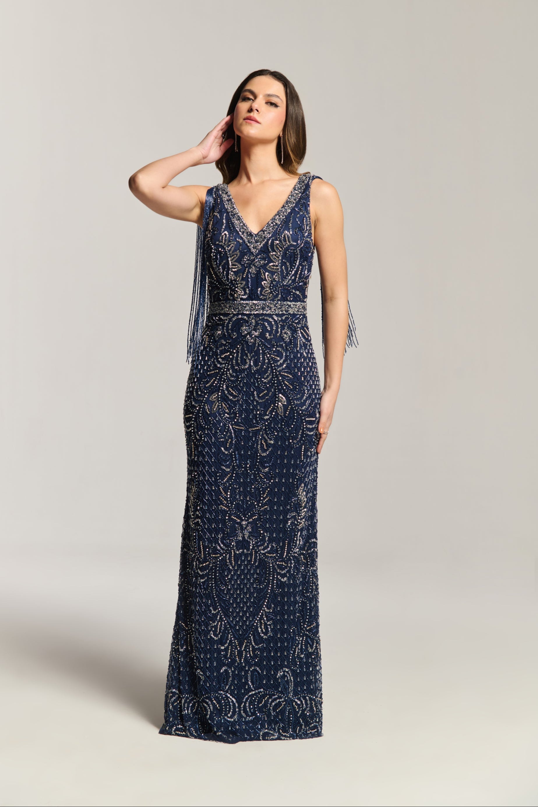 Navy Luxe Check Dress