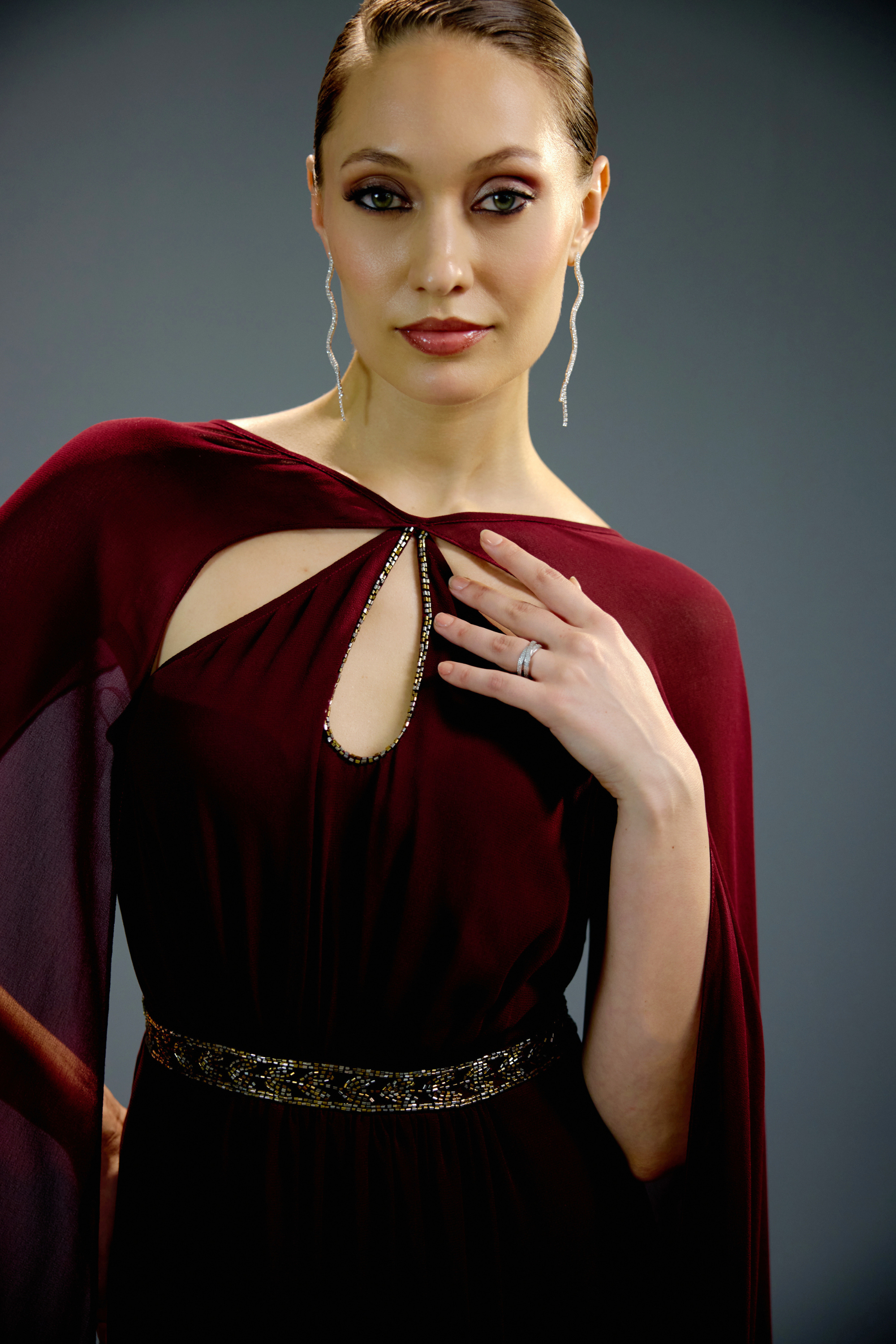 Crimson Velvet Royal Cape Gown