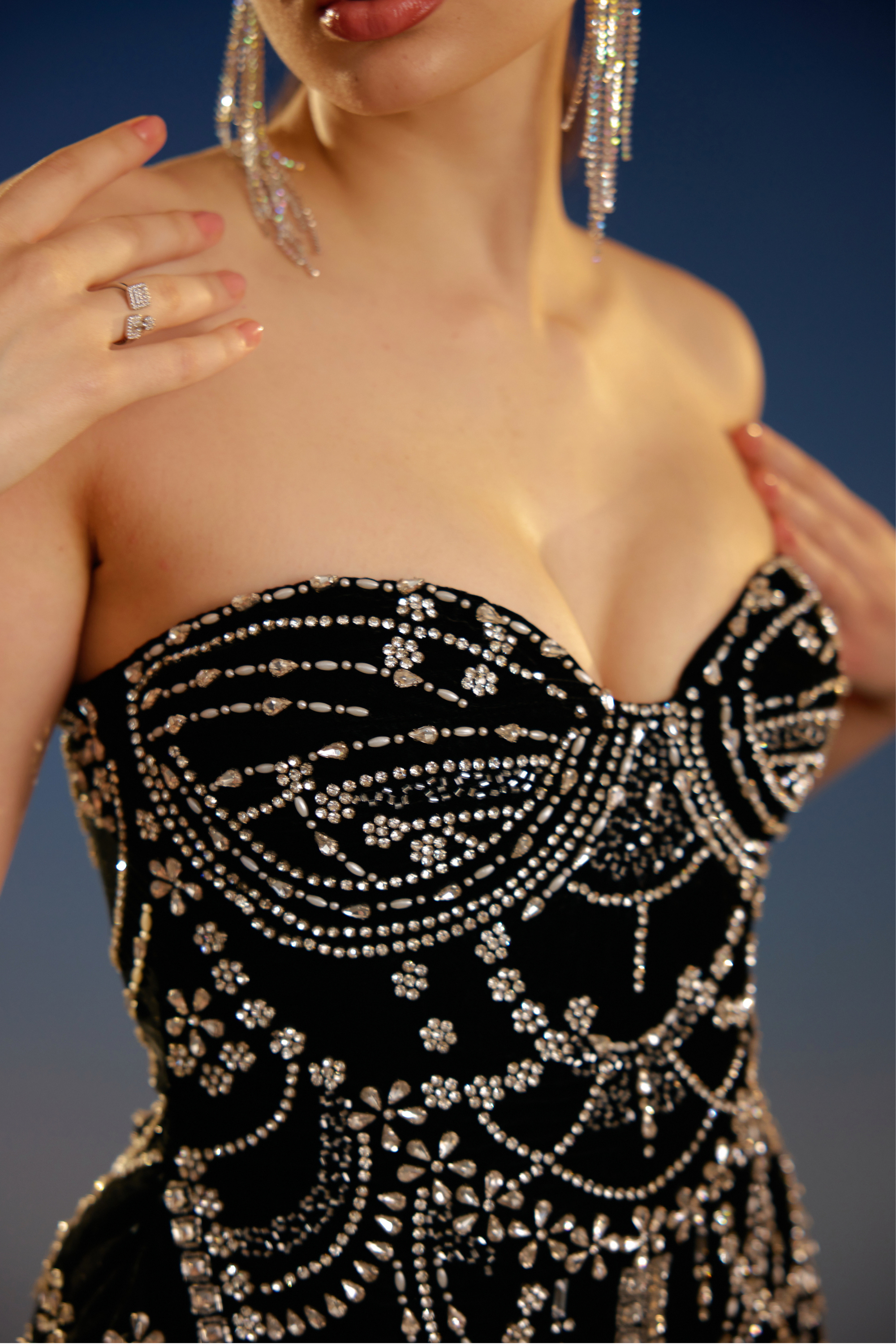 Stellar Noir Peplum Glamour