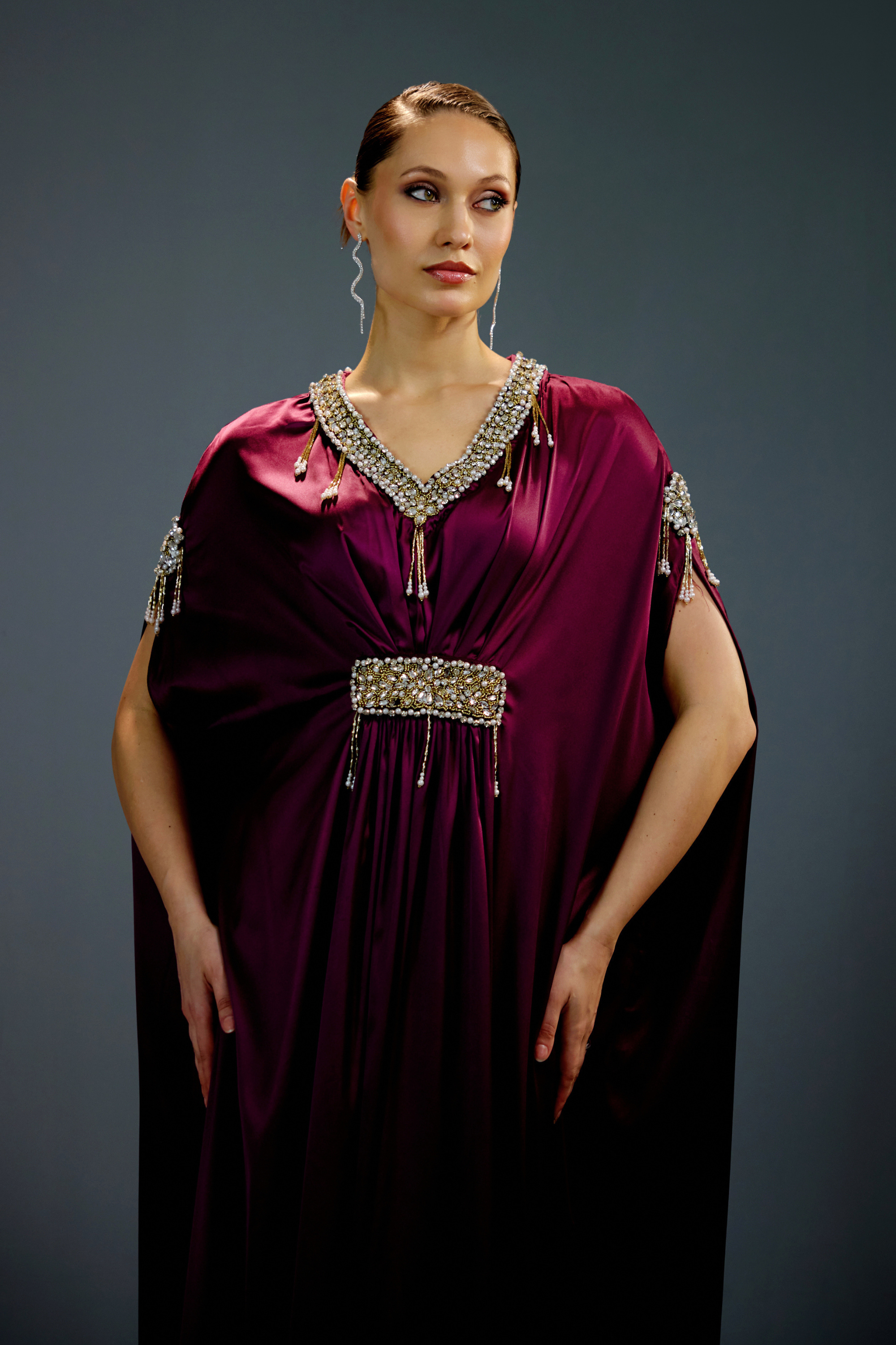 Royal Amethyst Embellished Kaftan
