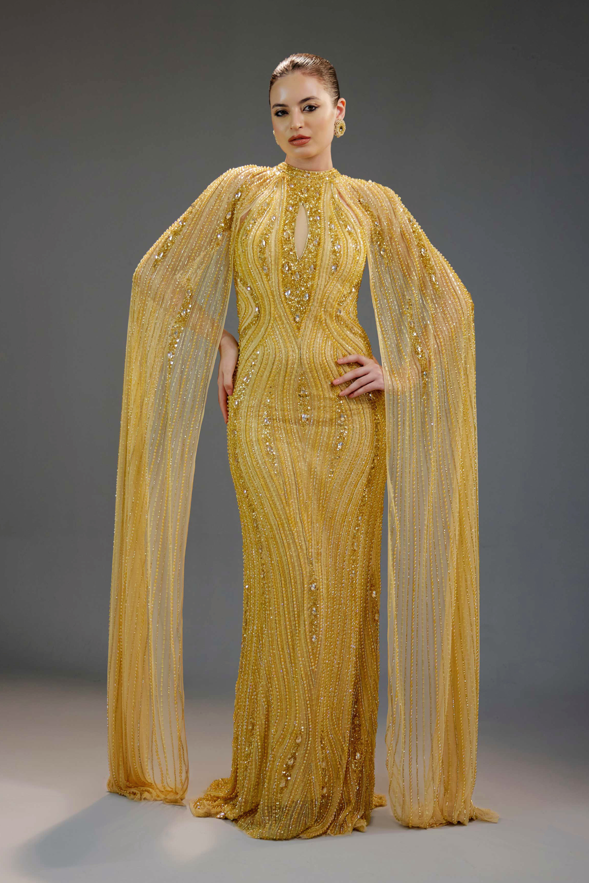 Champagne All-Over Sequin Maxi Dress