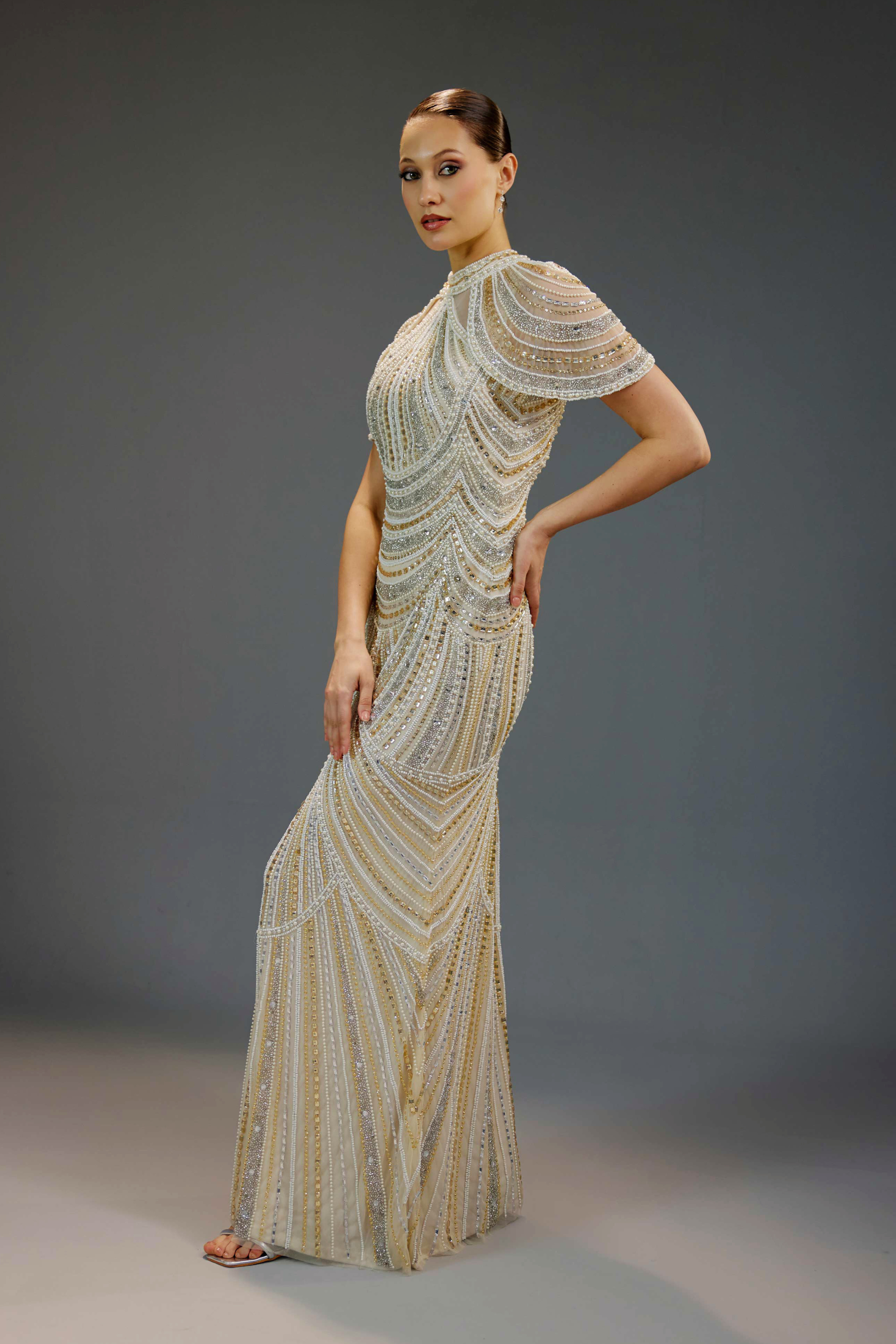 Celestial Hand-Beaded Gala Gown