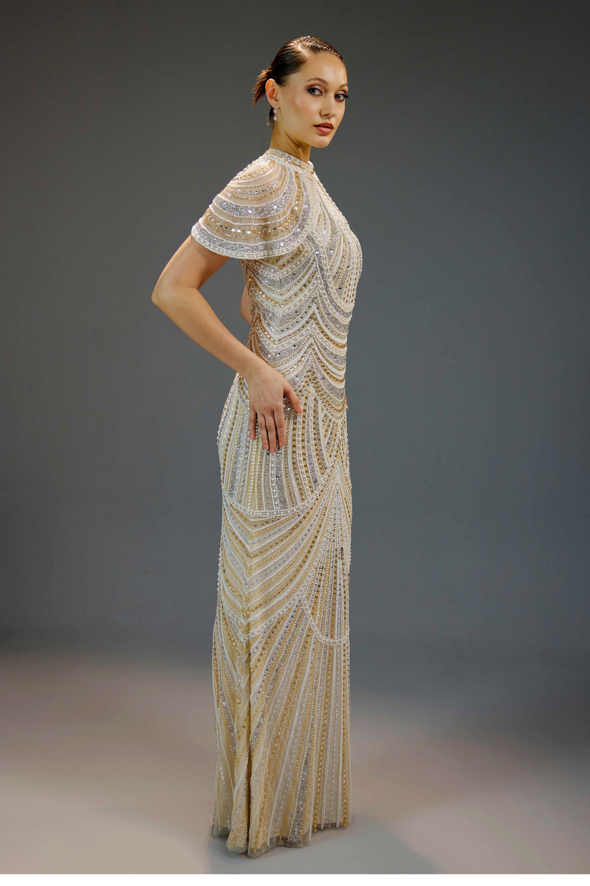 Celestial Hand-Beaded Gala Gown