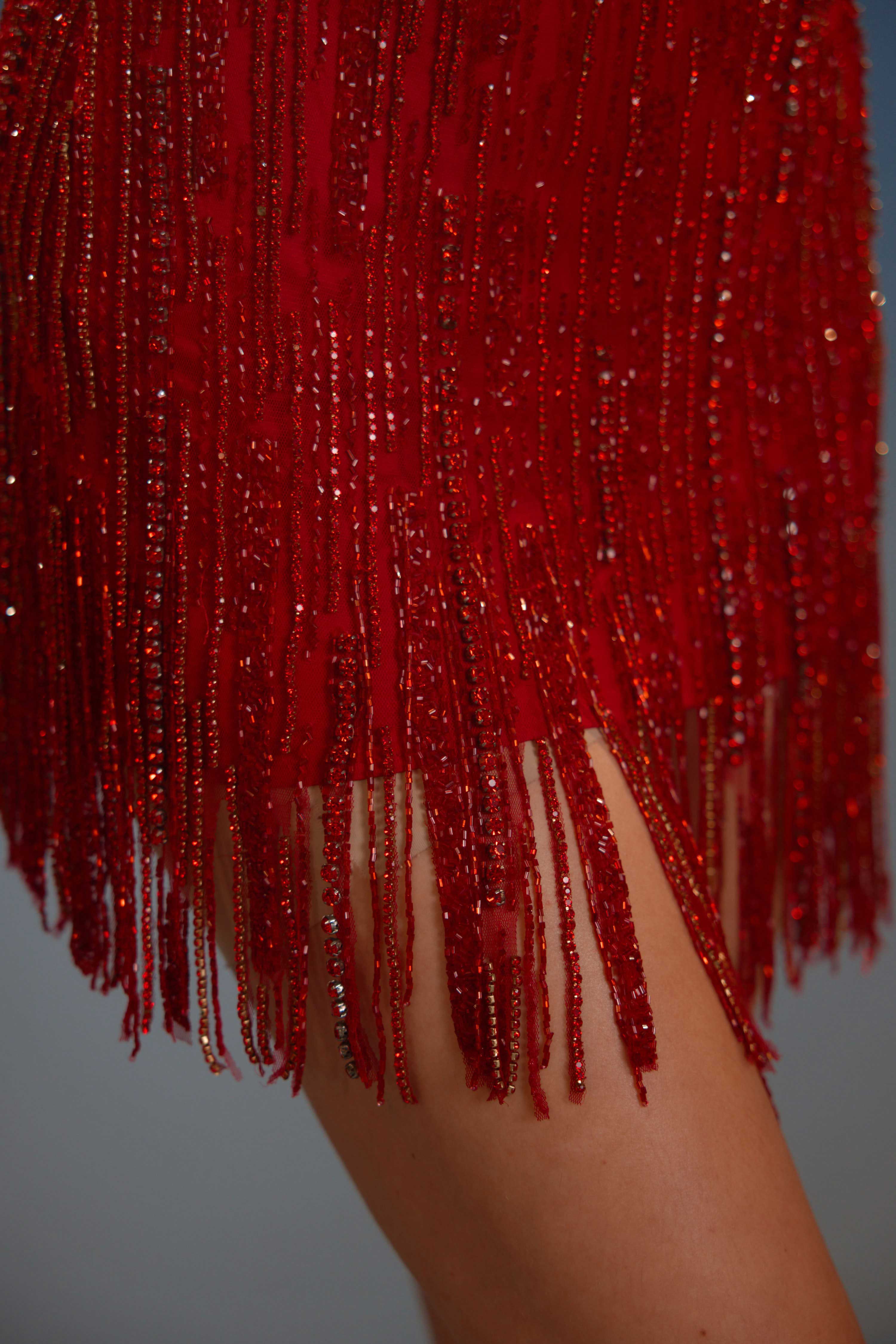 Red Halter Neck Sequin Mini Dress
