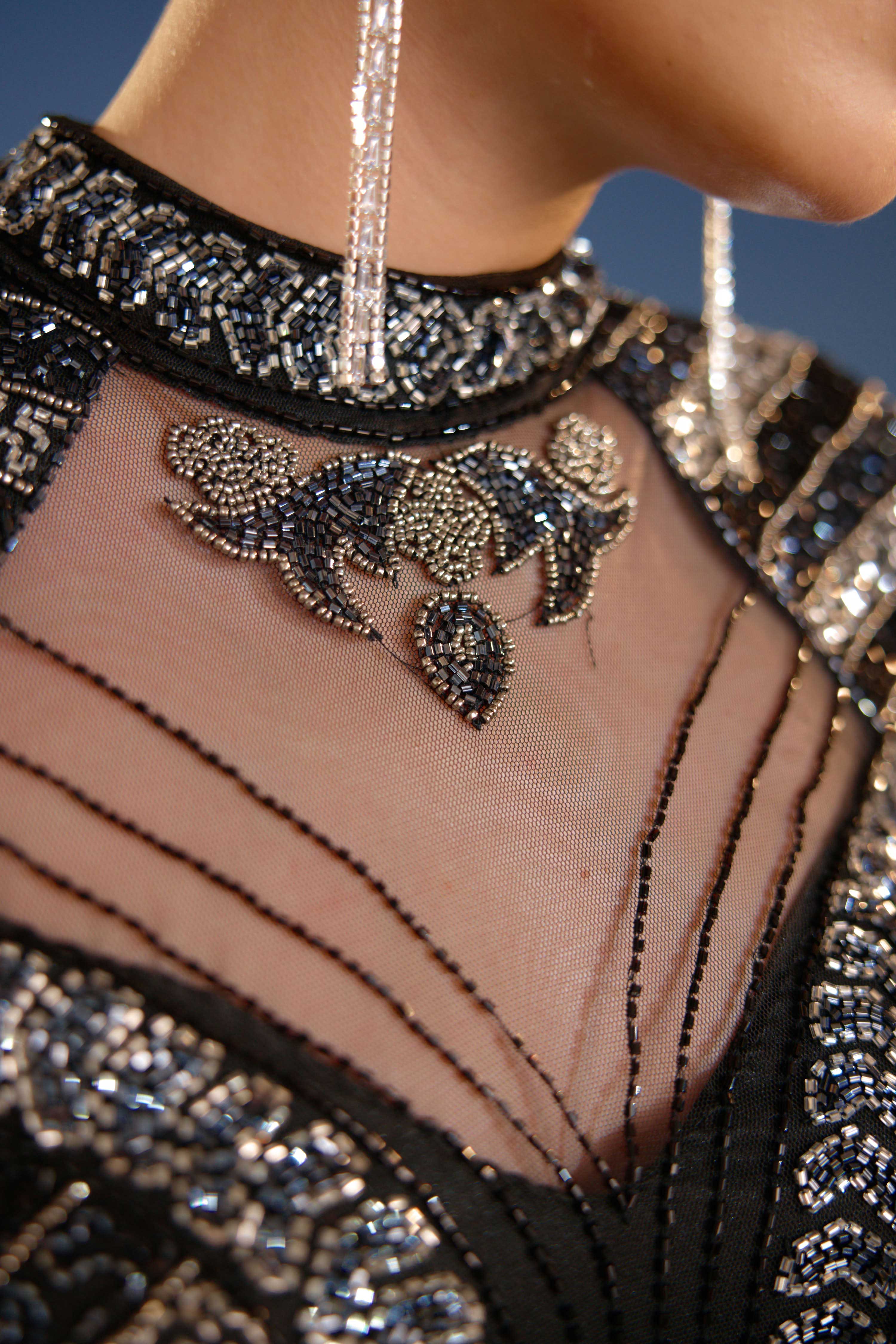 Midnight Opulence Embellished Mini Dress
