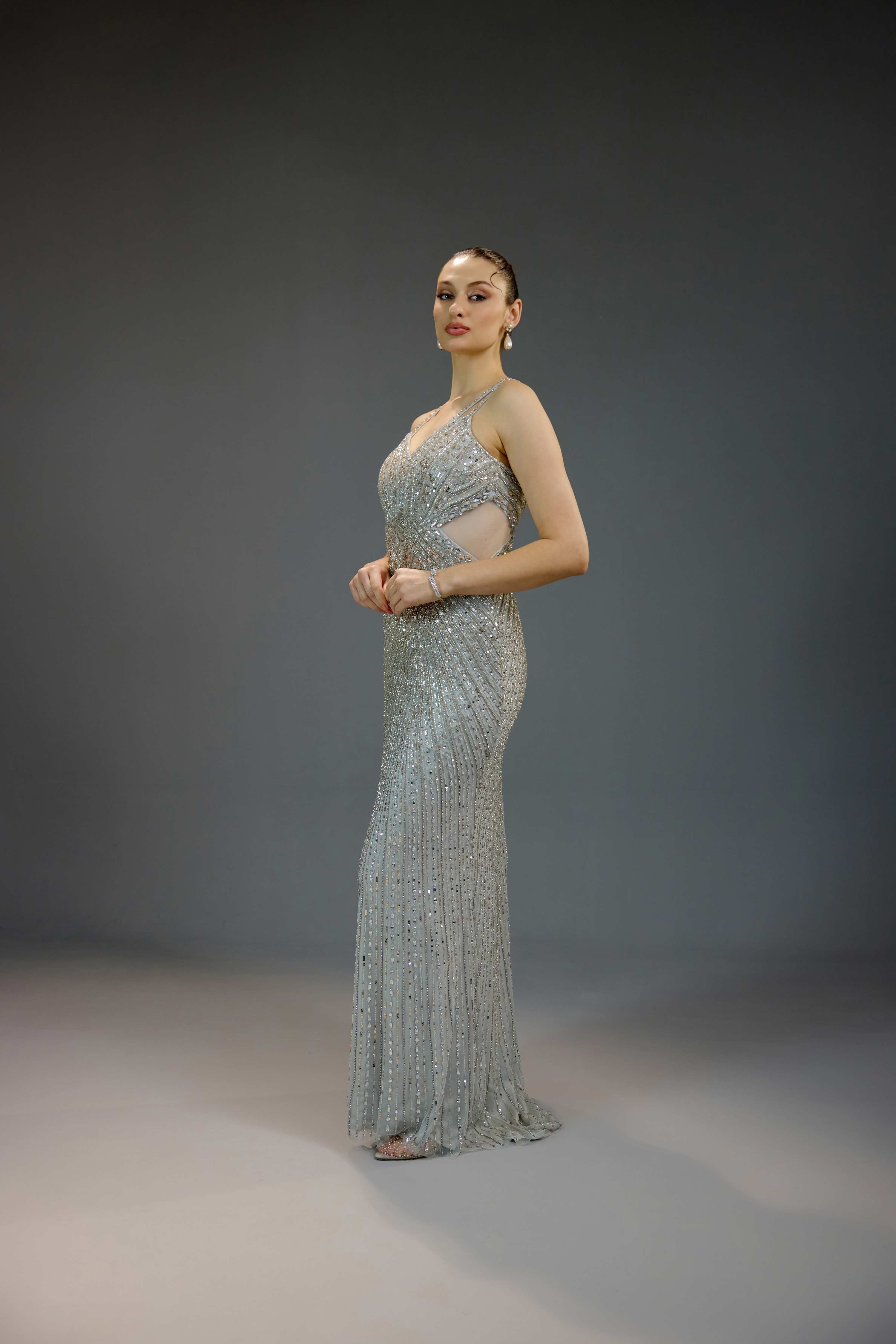 Aqua Ombre Sequin Maxi Dress