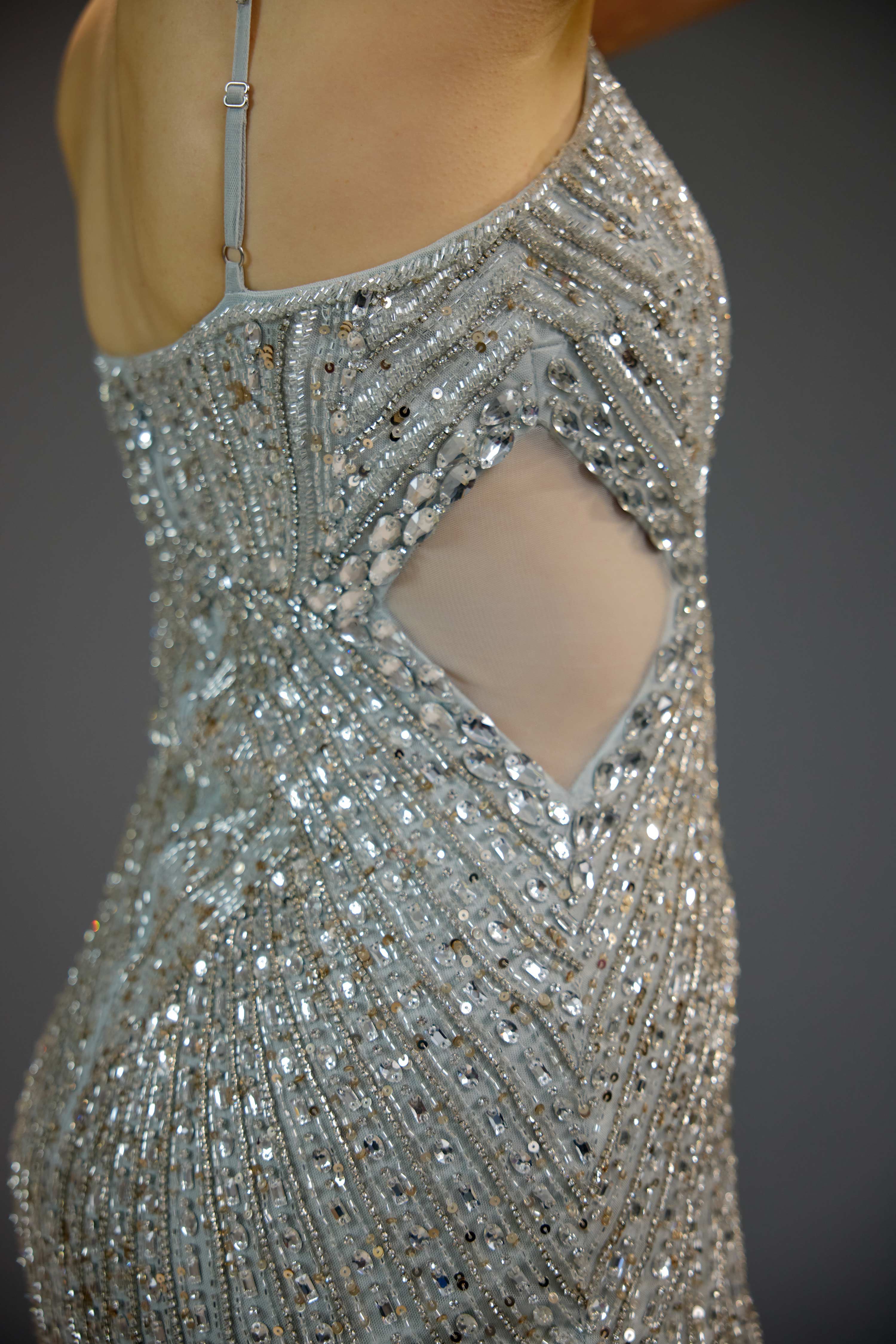 Aqua Ombre Sequin Maxi Dress