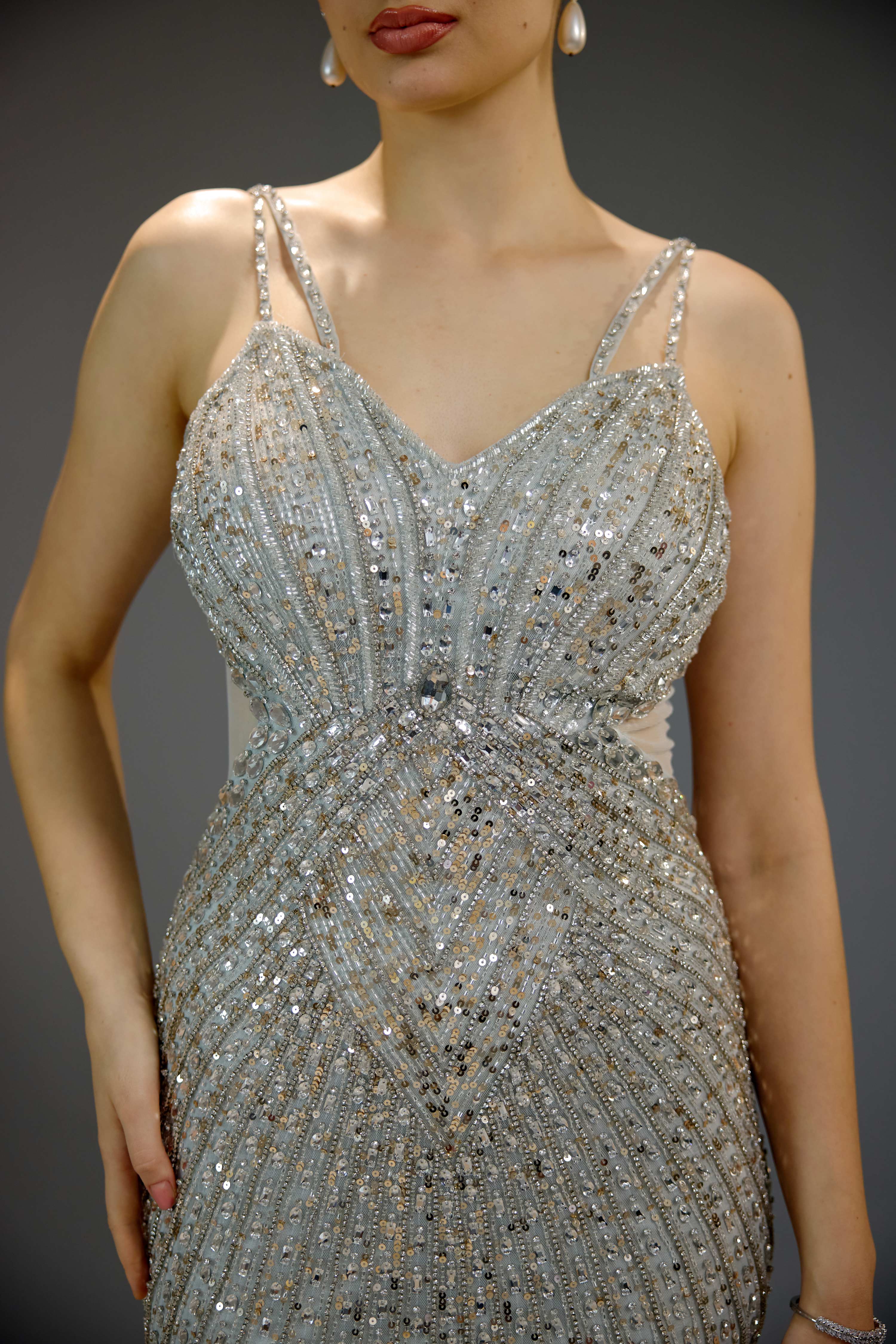 Aqua Ombre Sequin Maxi Dress