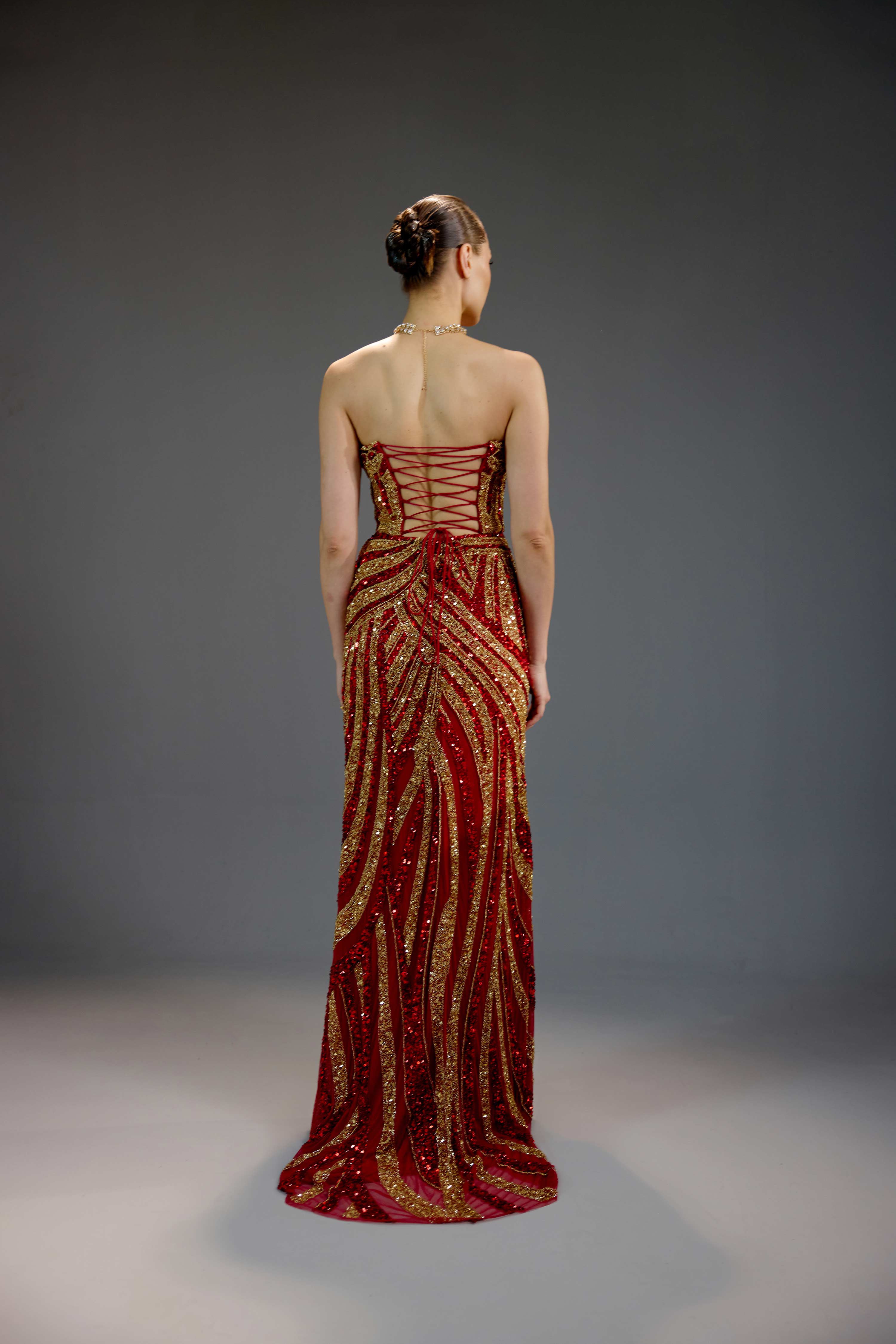 Burgundy All-Over Sequin Maxi Dress