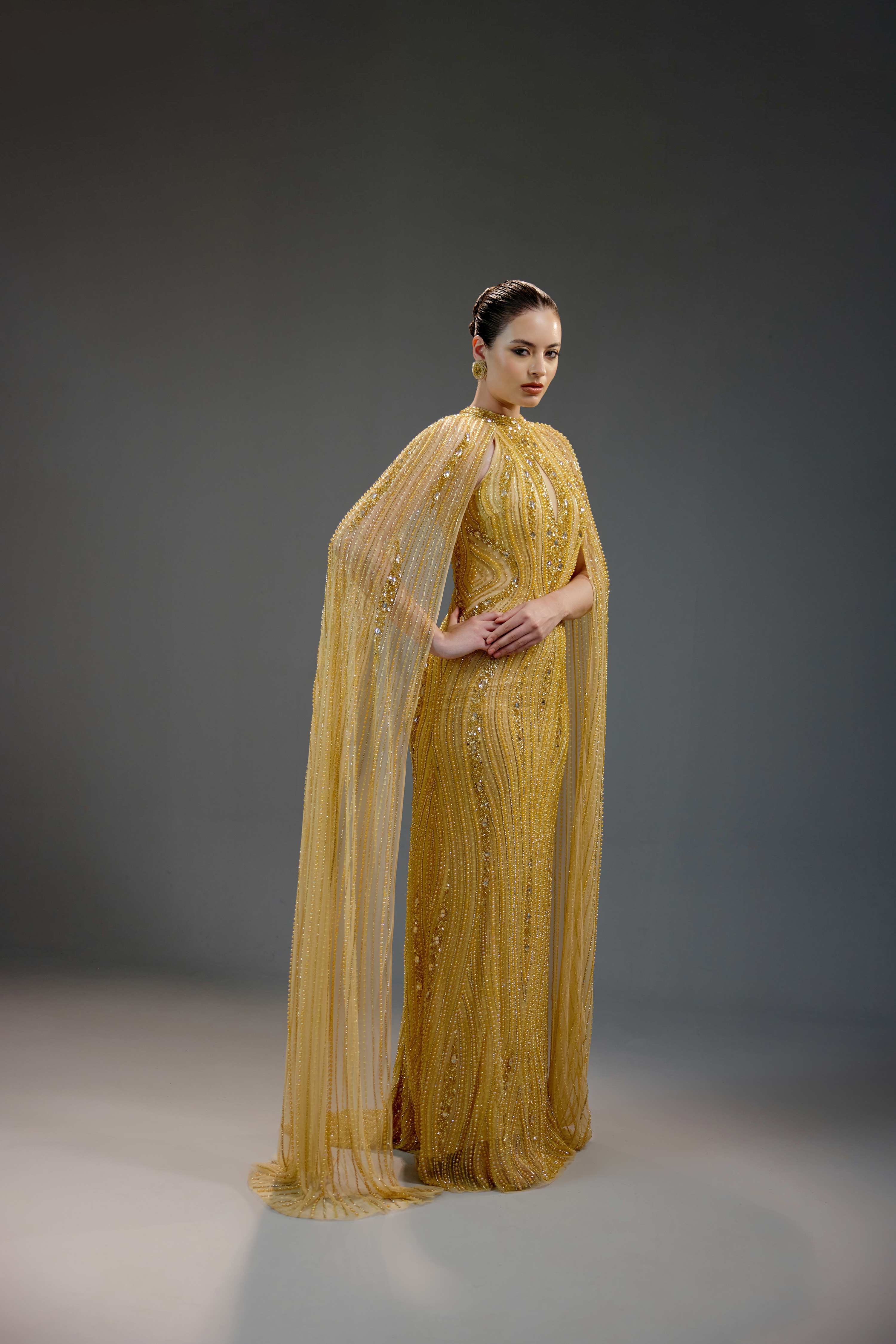 Champagne All-Over Sequin Maxi Dress