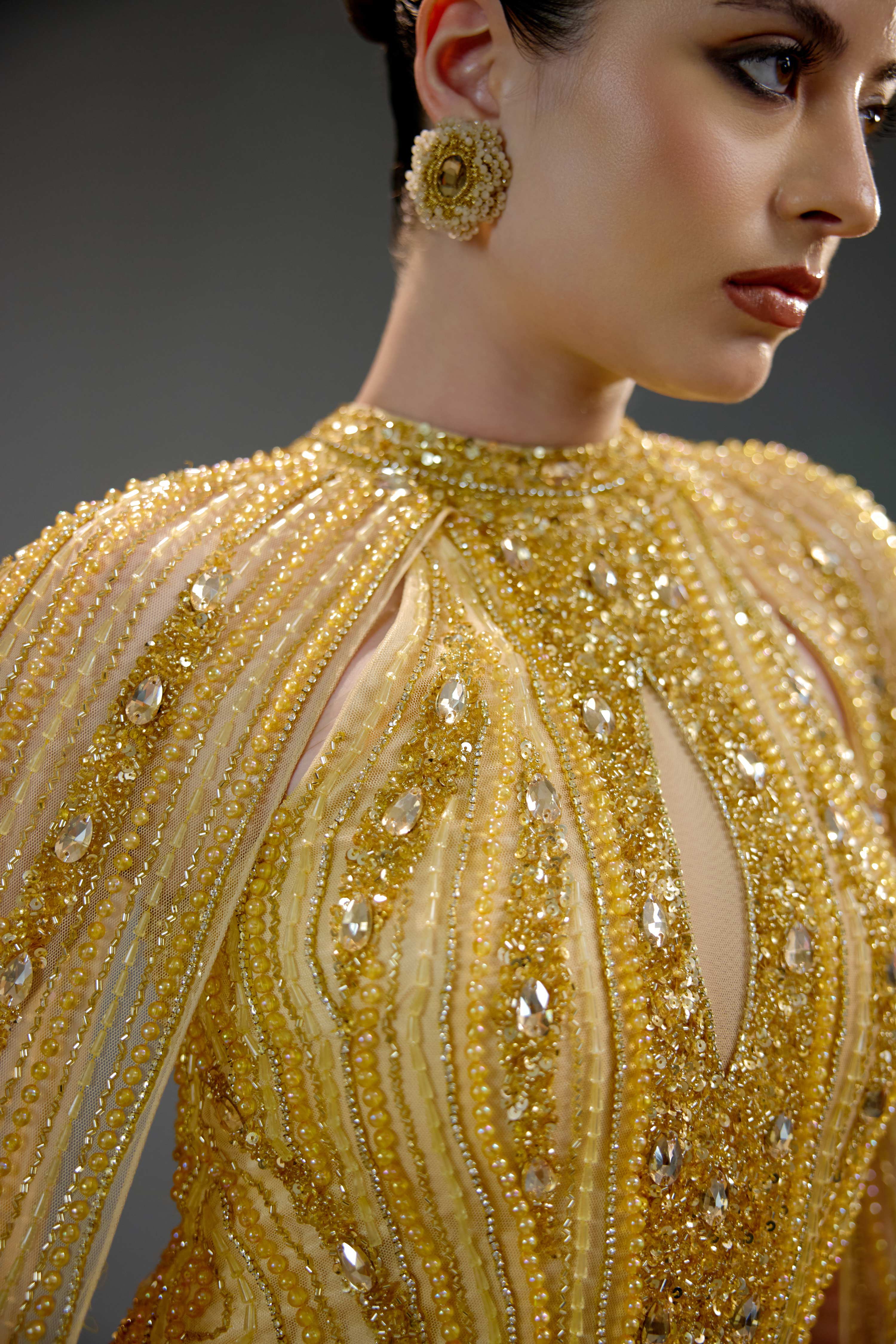 Champagne All-Over Sequin Maxi Dress