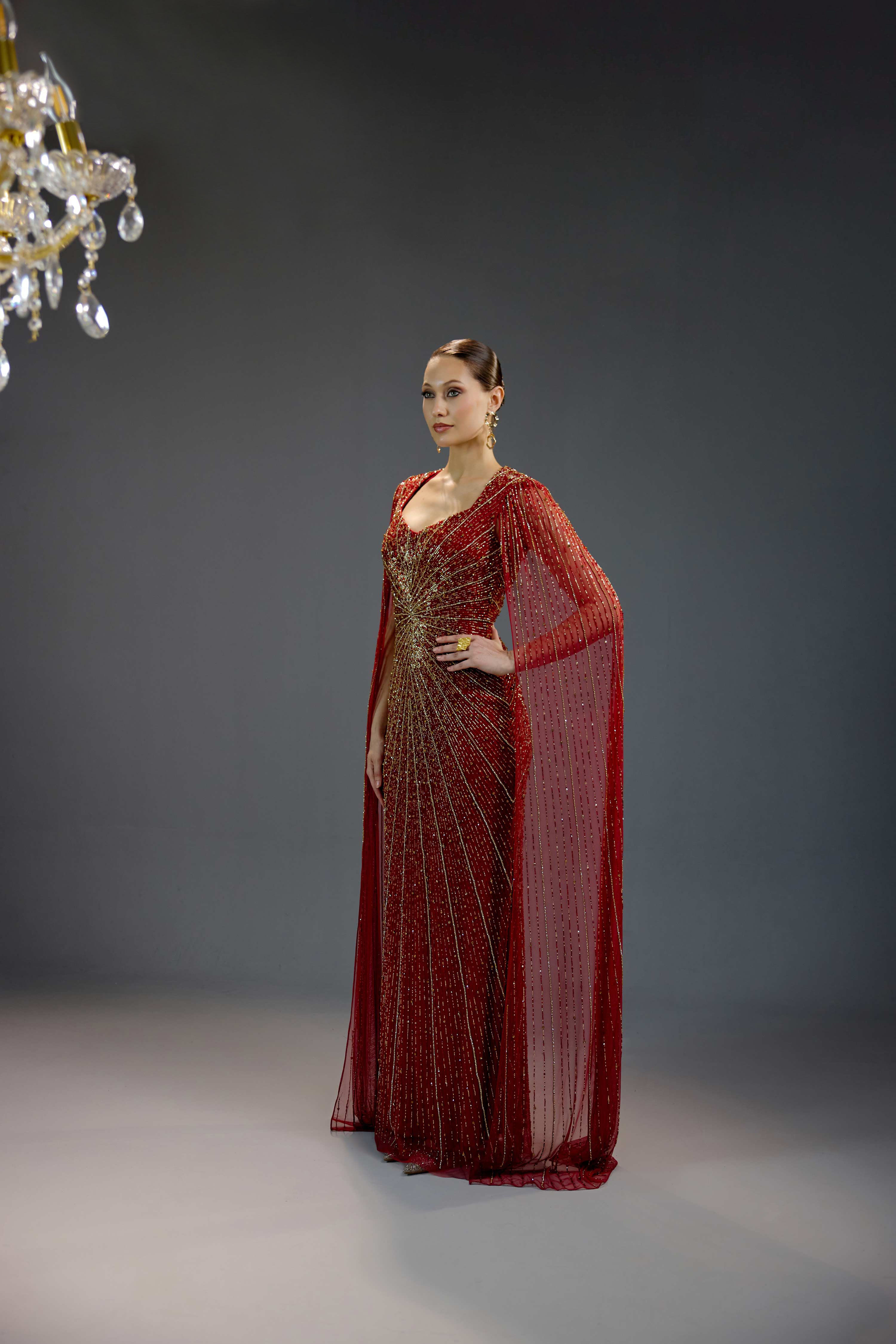Burgundy Floral Sequin Maxi Dress
