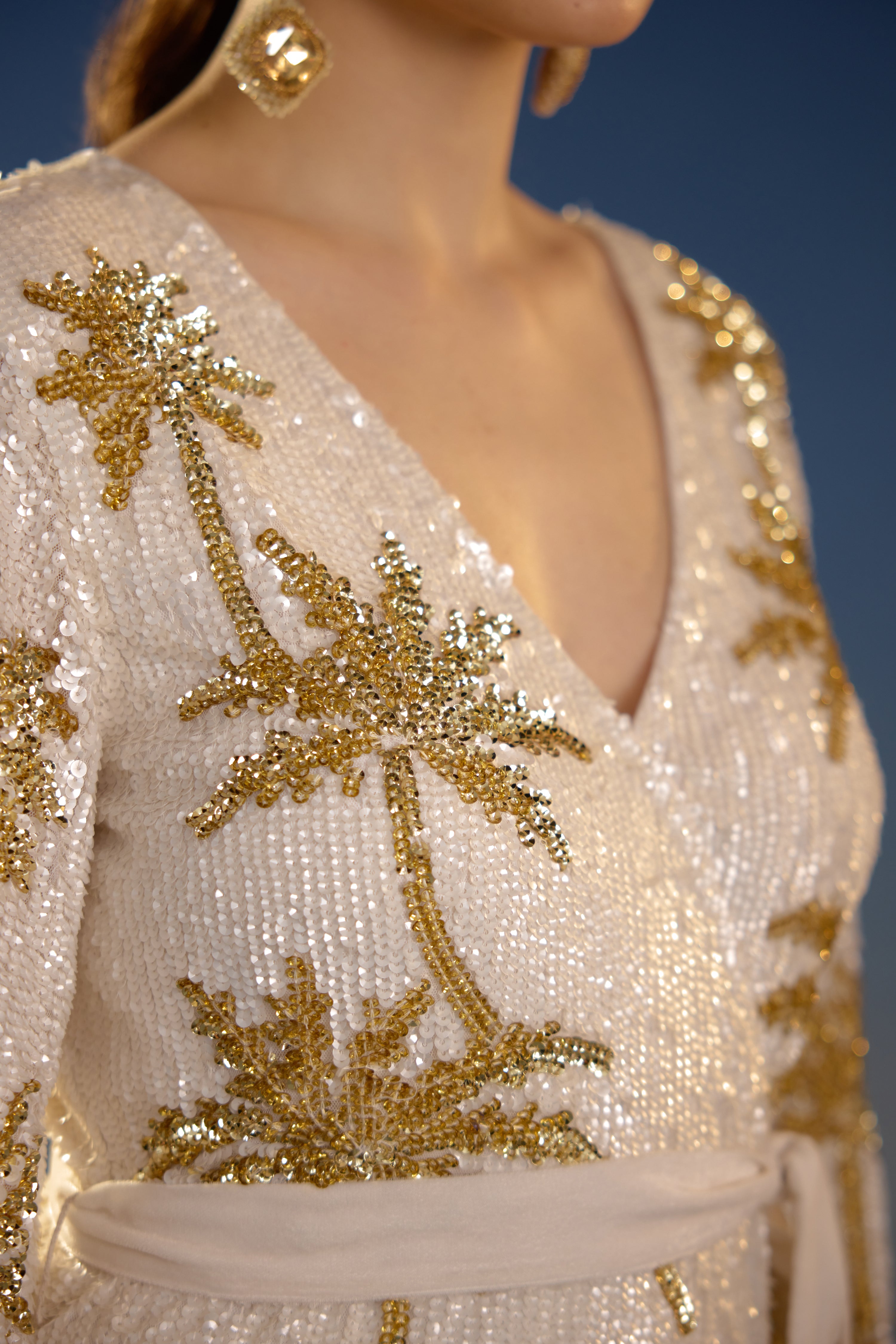 Golden Palms Mini Dress