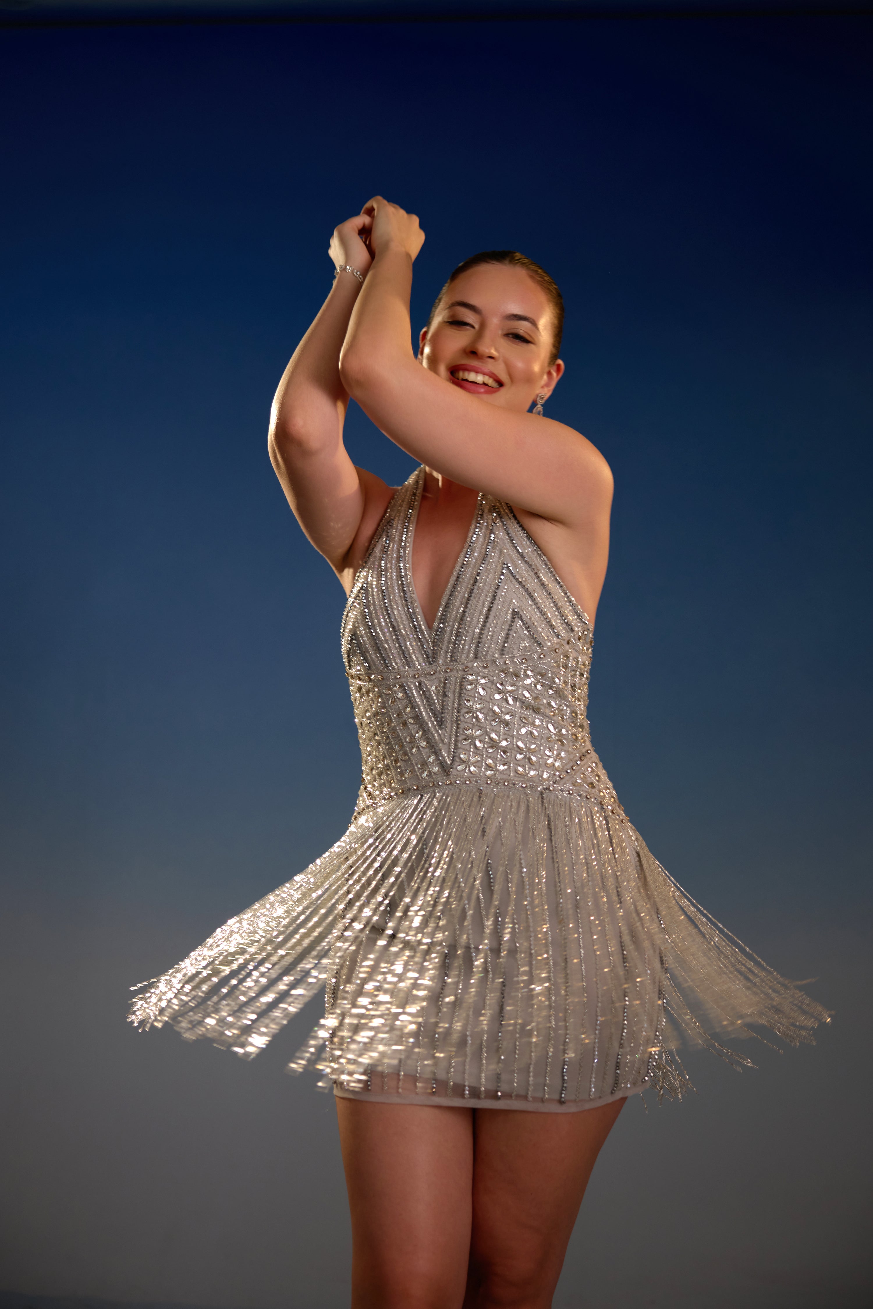 Gold Sequin Column Mini Dress