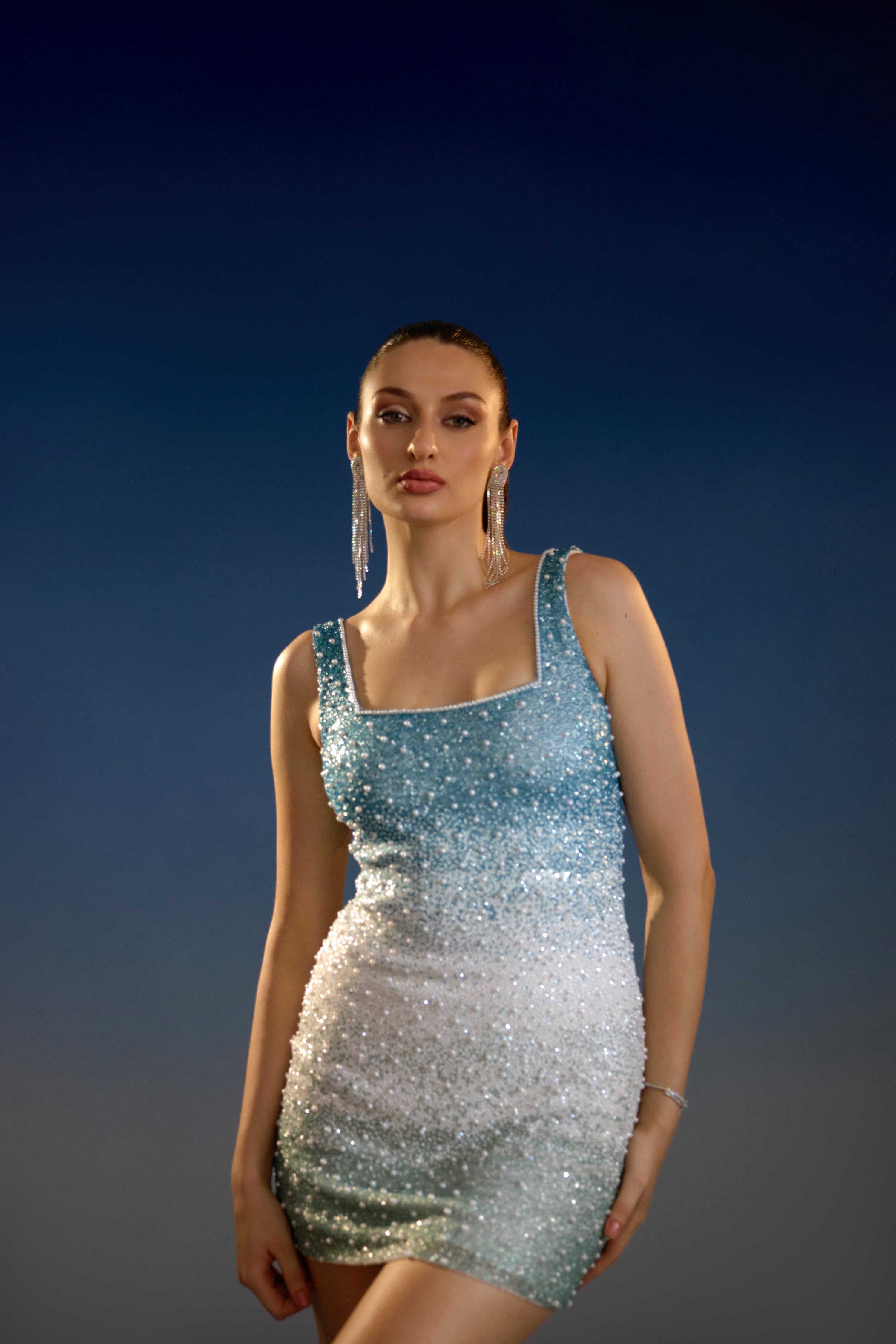Azure Moonlight Symphony mini dress
