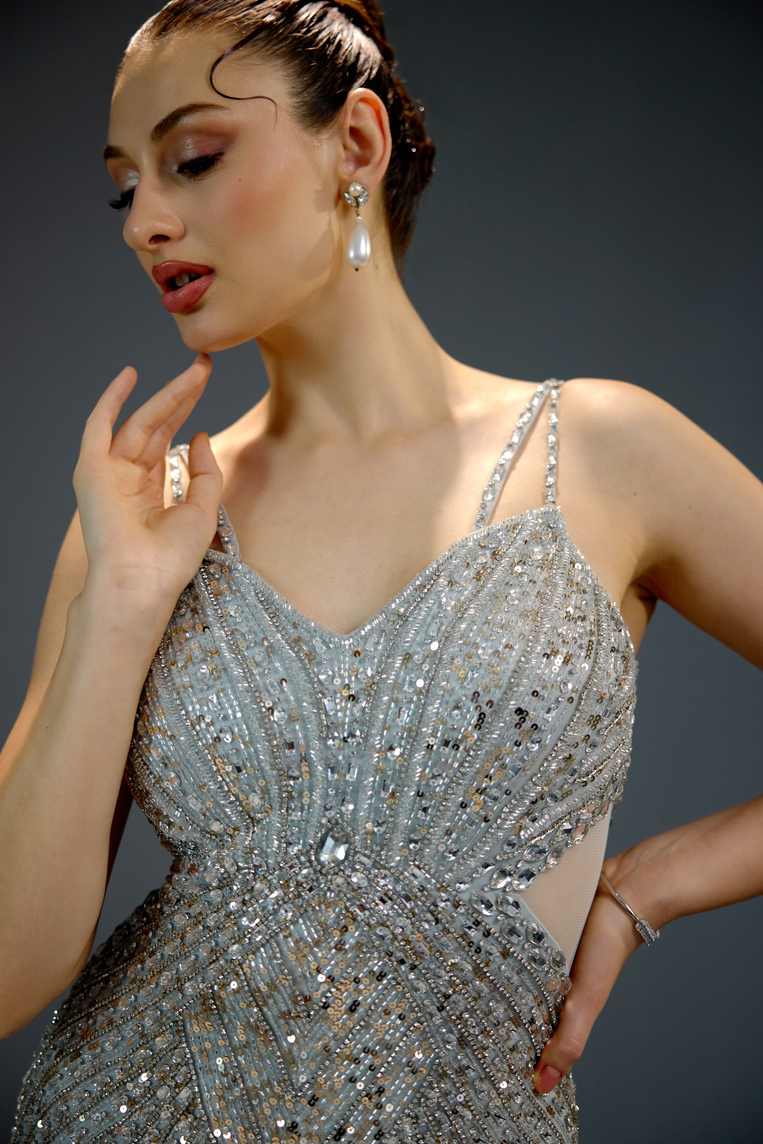 Aqua Ombre Sequin Maxi Dress