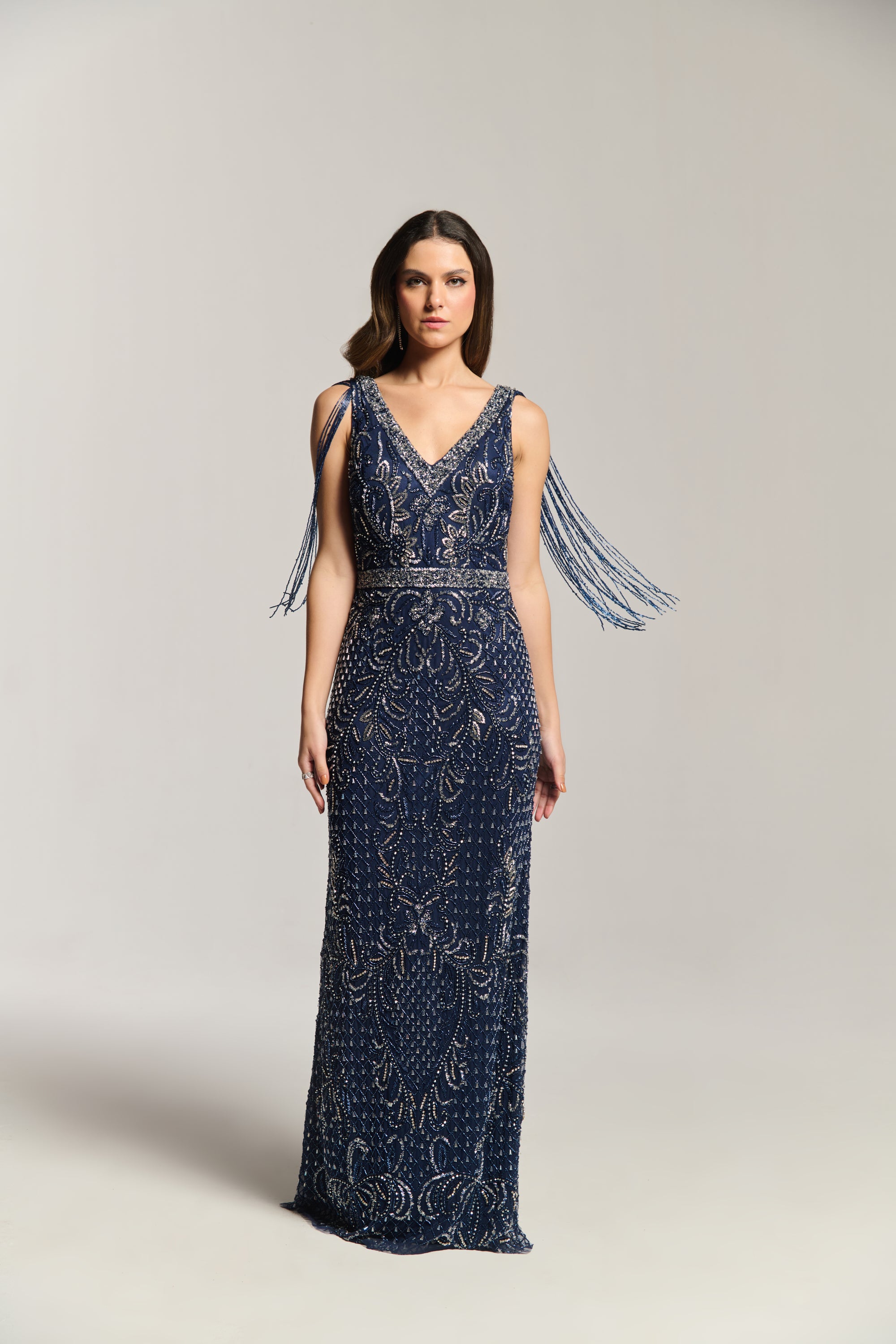 Navy Luxe Check Dress