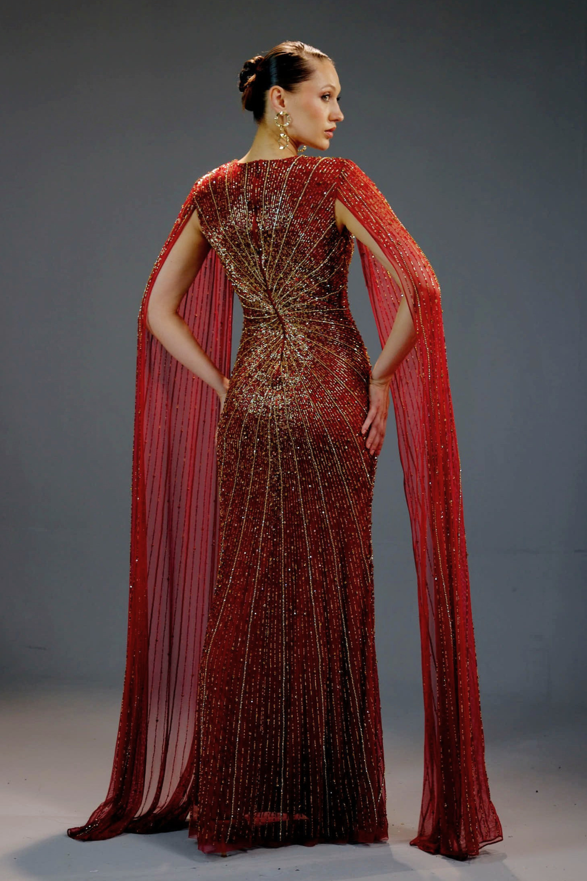 Burgundy Floral Sequin Maxi Dress