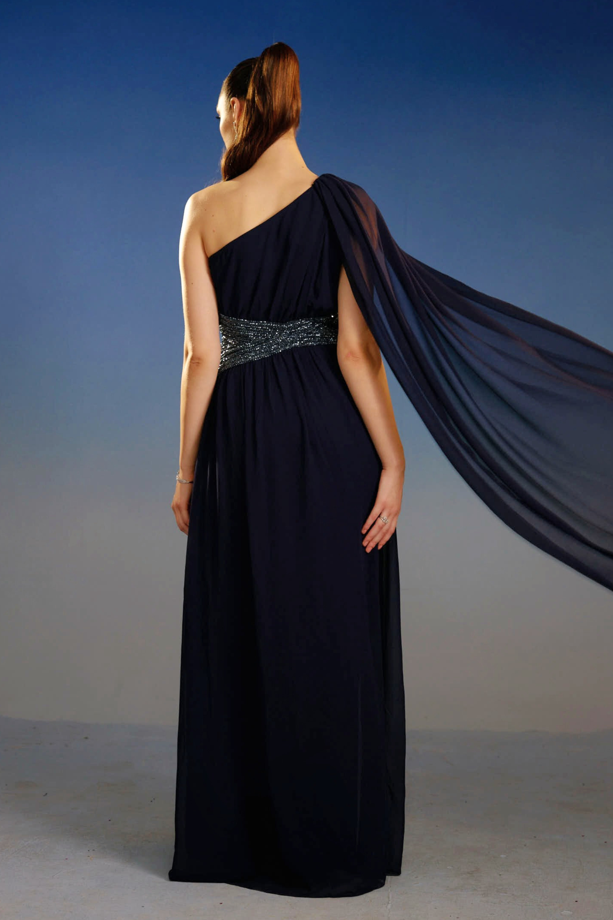 Sovereign One-Shoulder Drape maxi dress
