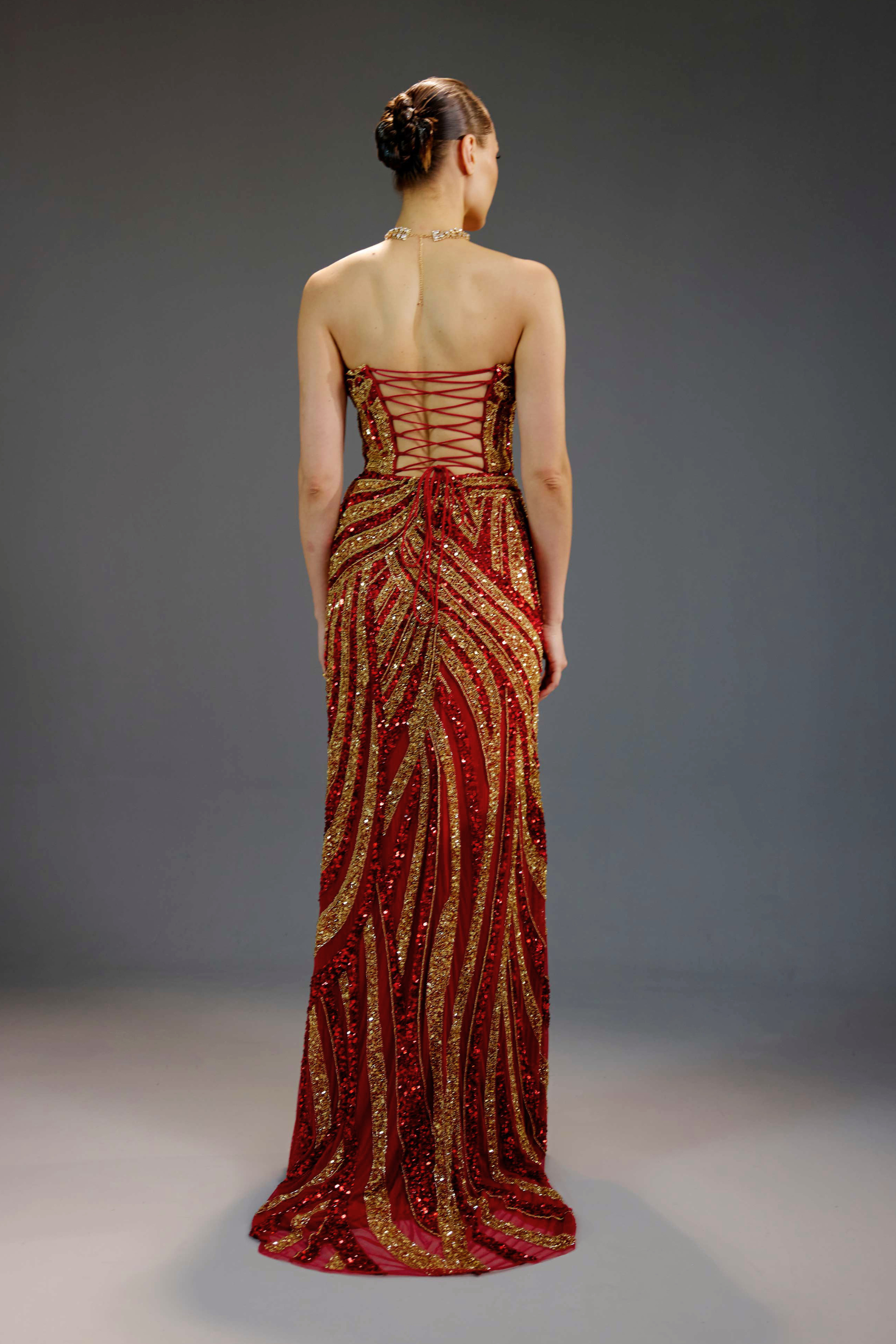 Burgundy All-Over Sequin Maxi Dress