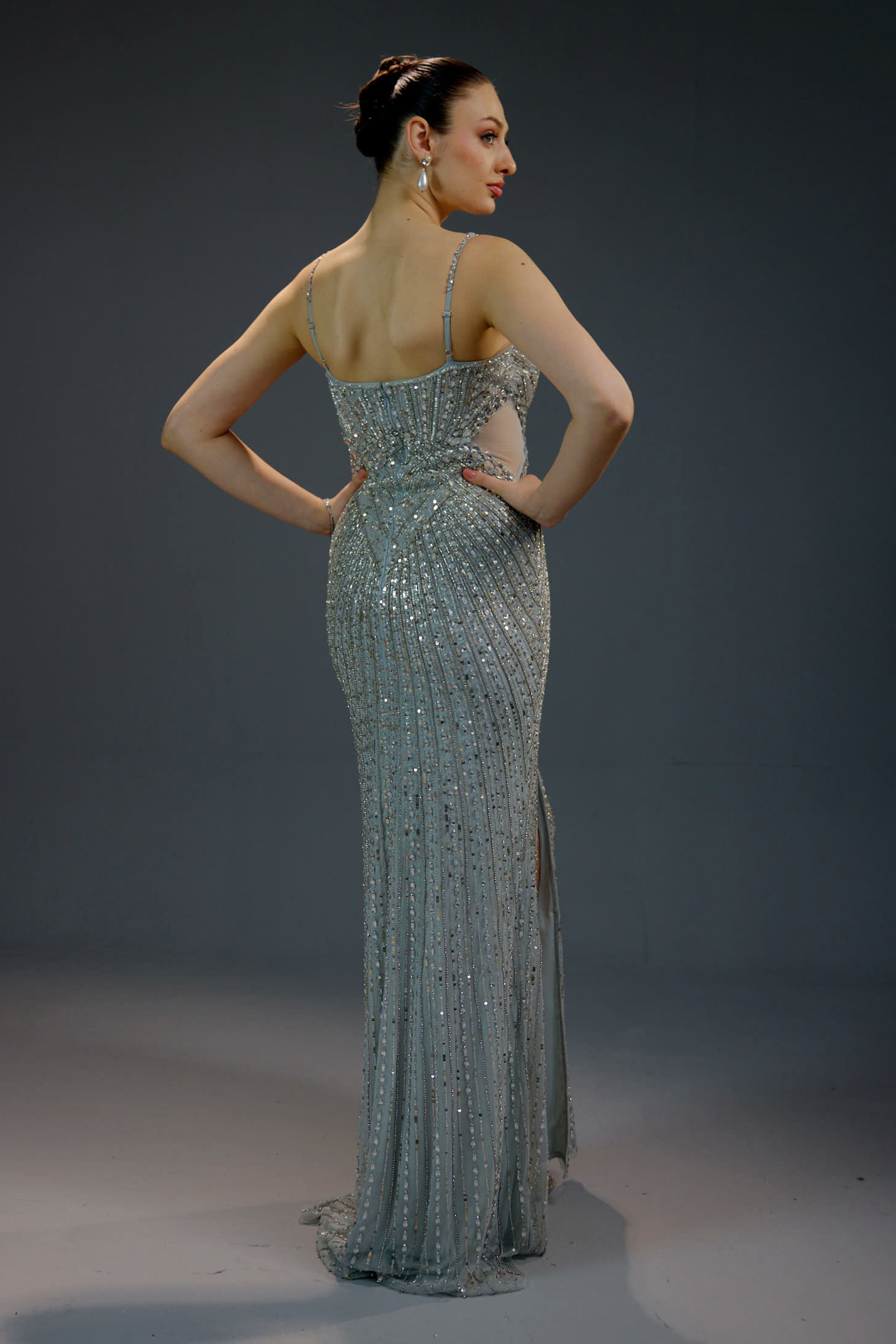 Aqua Ombre Sequin Maxi Dress