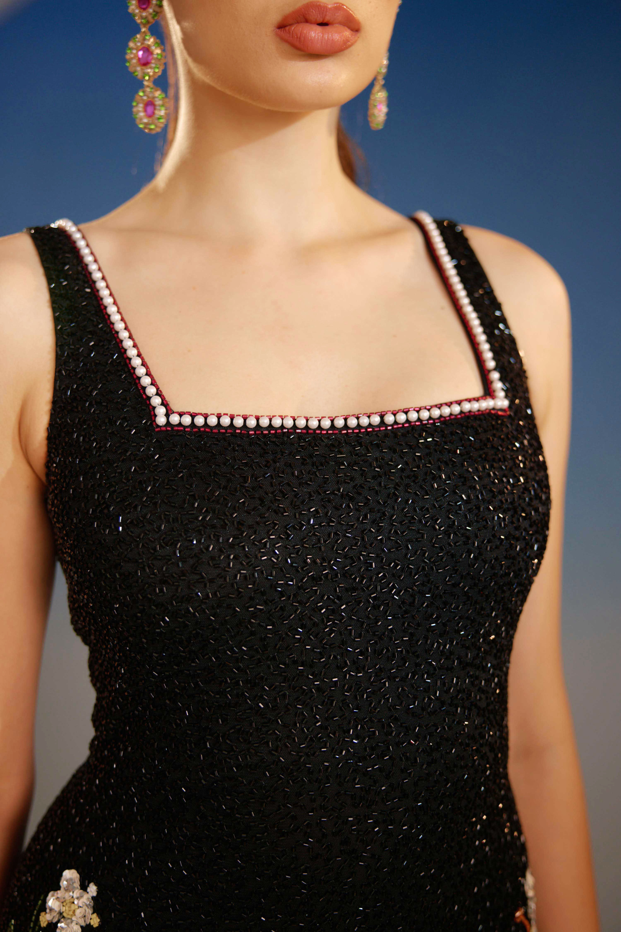Black Lily Floral Sequin Mini Dress
