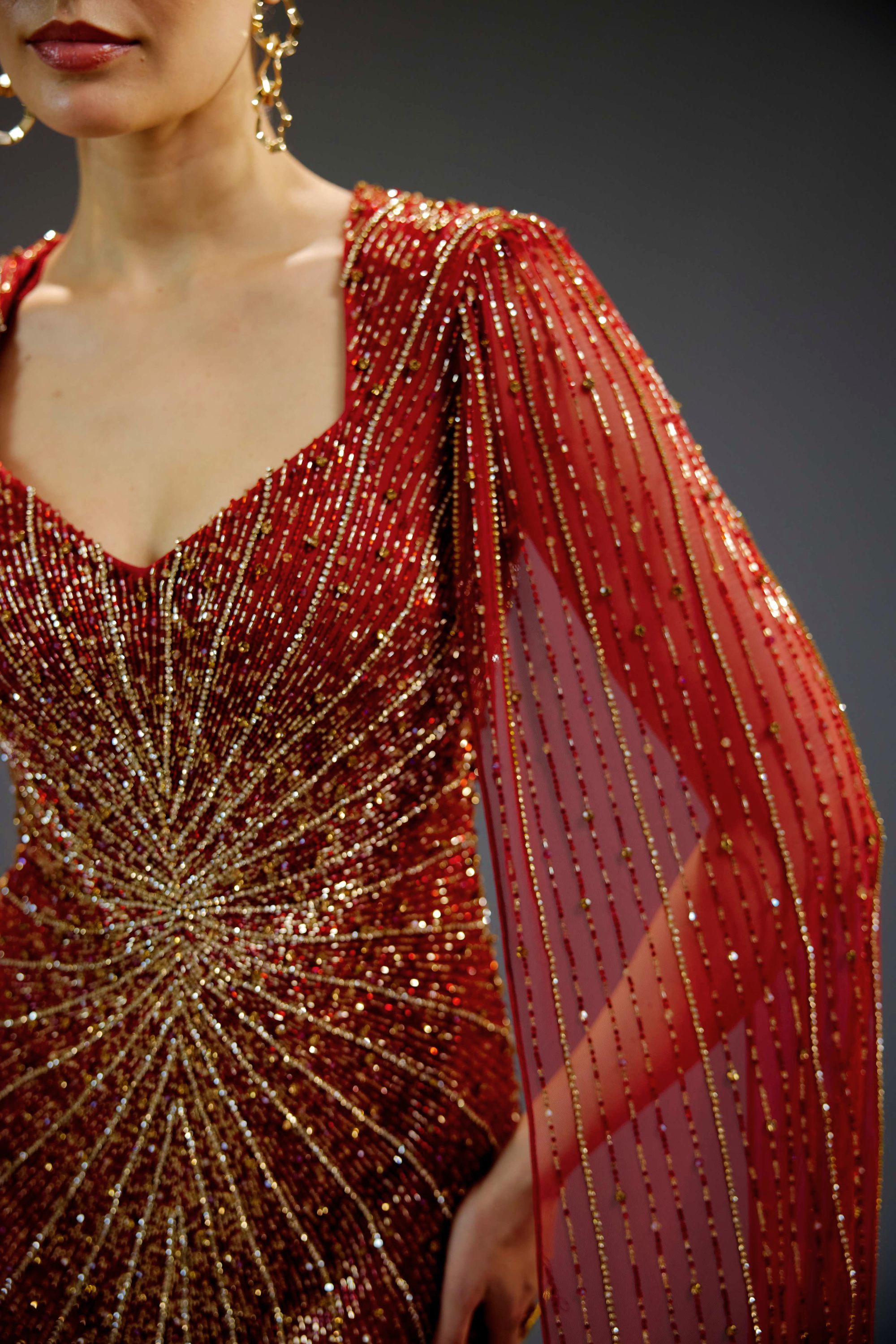 Burgundy Floral Sequin Maxi Dress