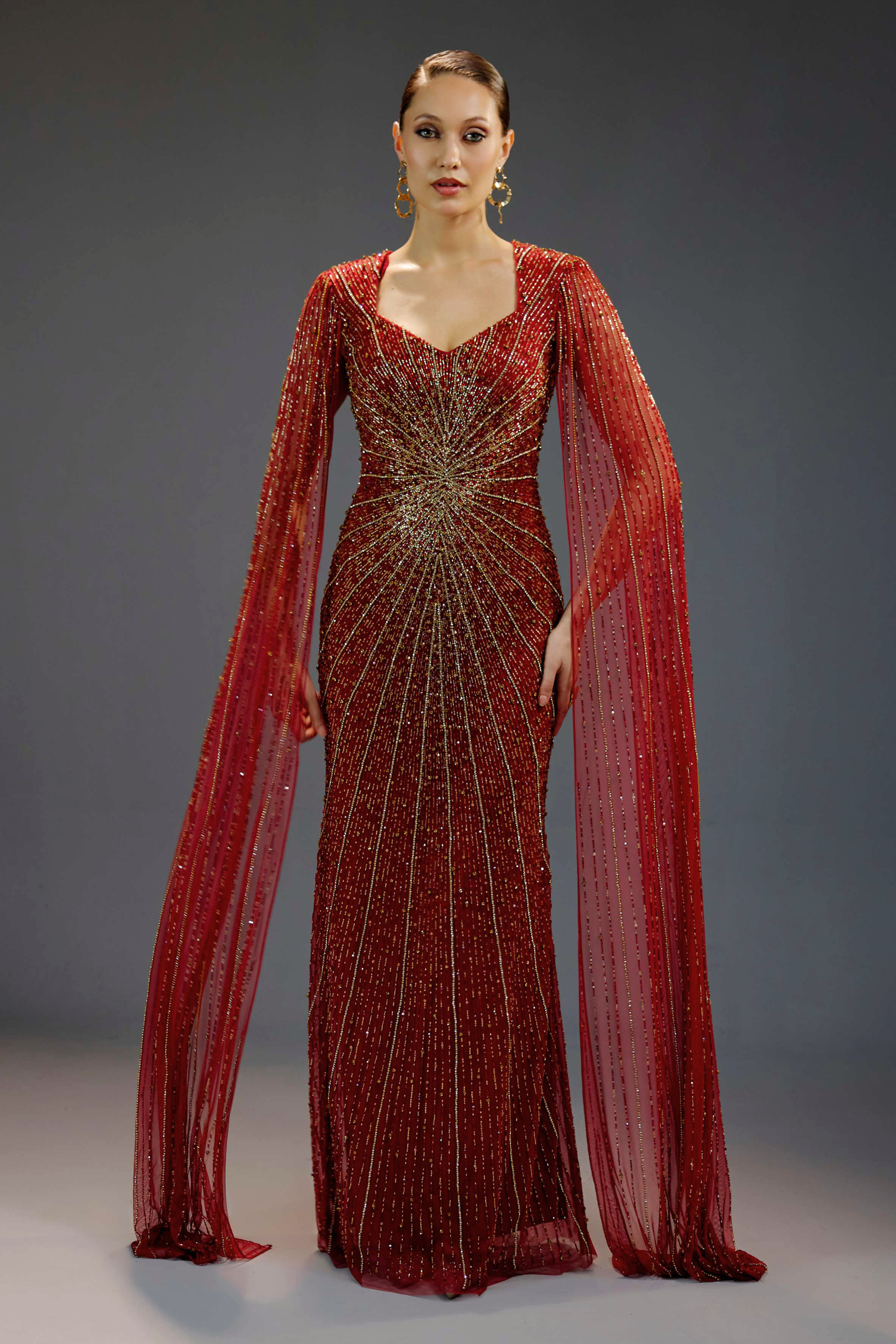 Burgundy Floral Sequin Maxi Dress