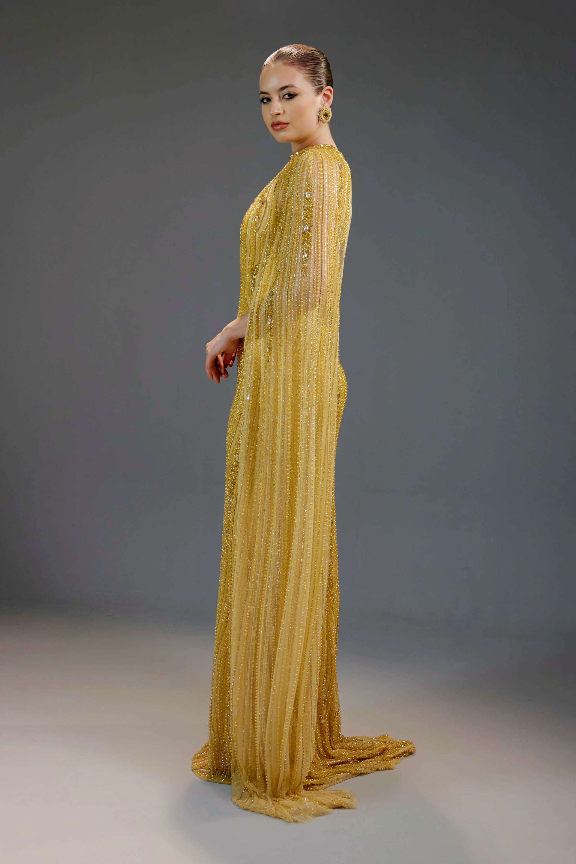 Champagne All-Over Sequin Maxi Dress