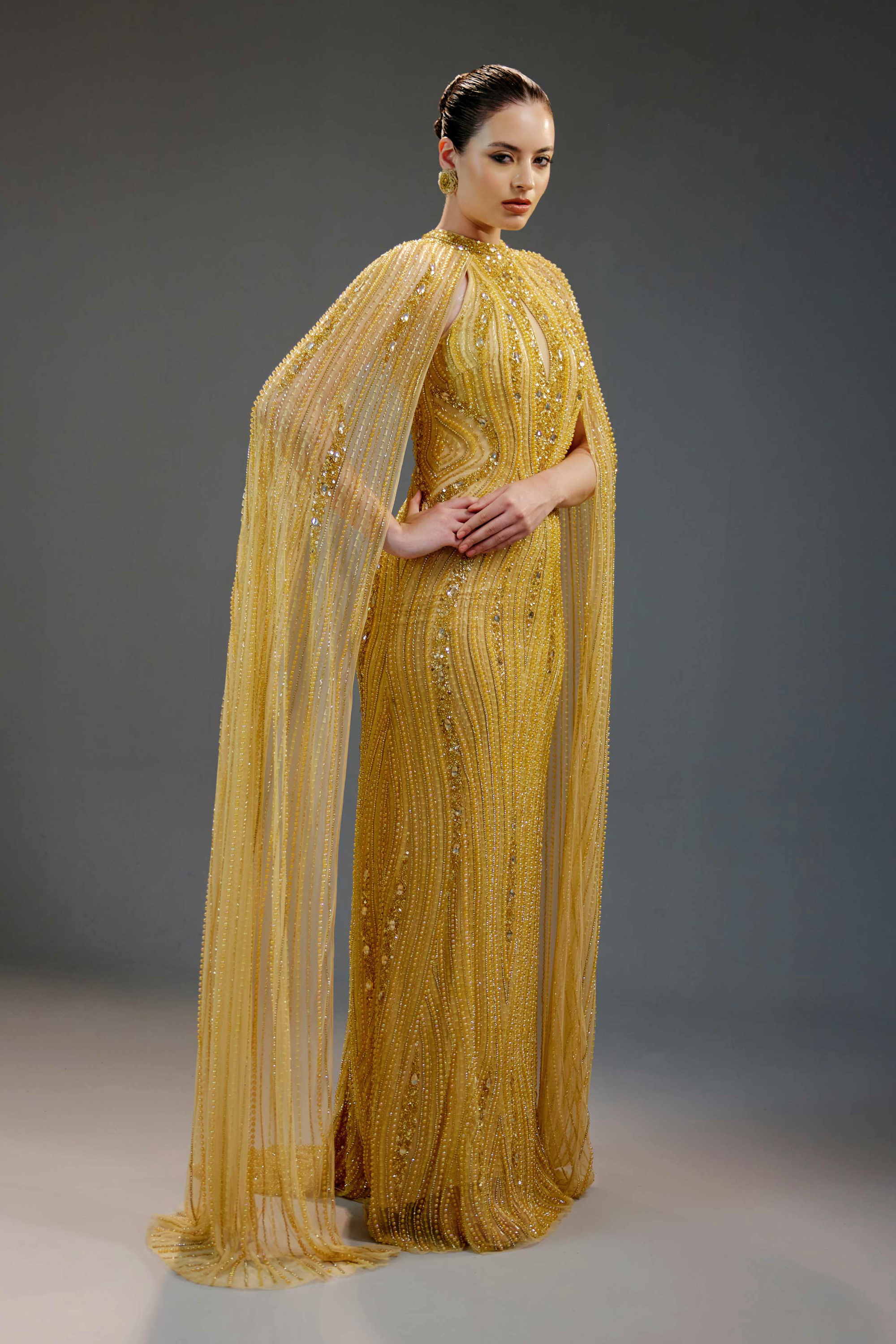 Champagne All-Over Sequin Maxi Dress