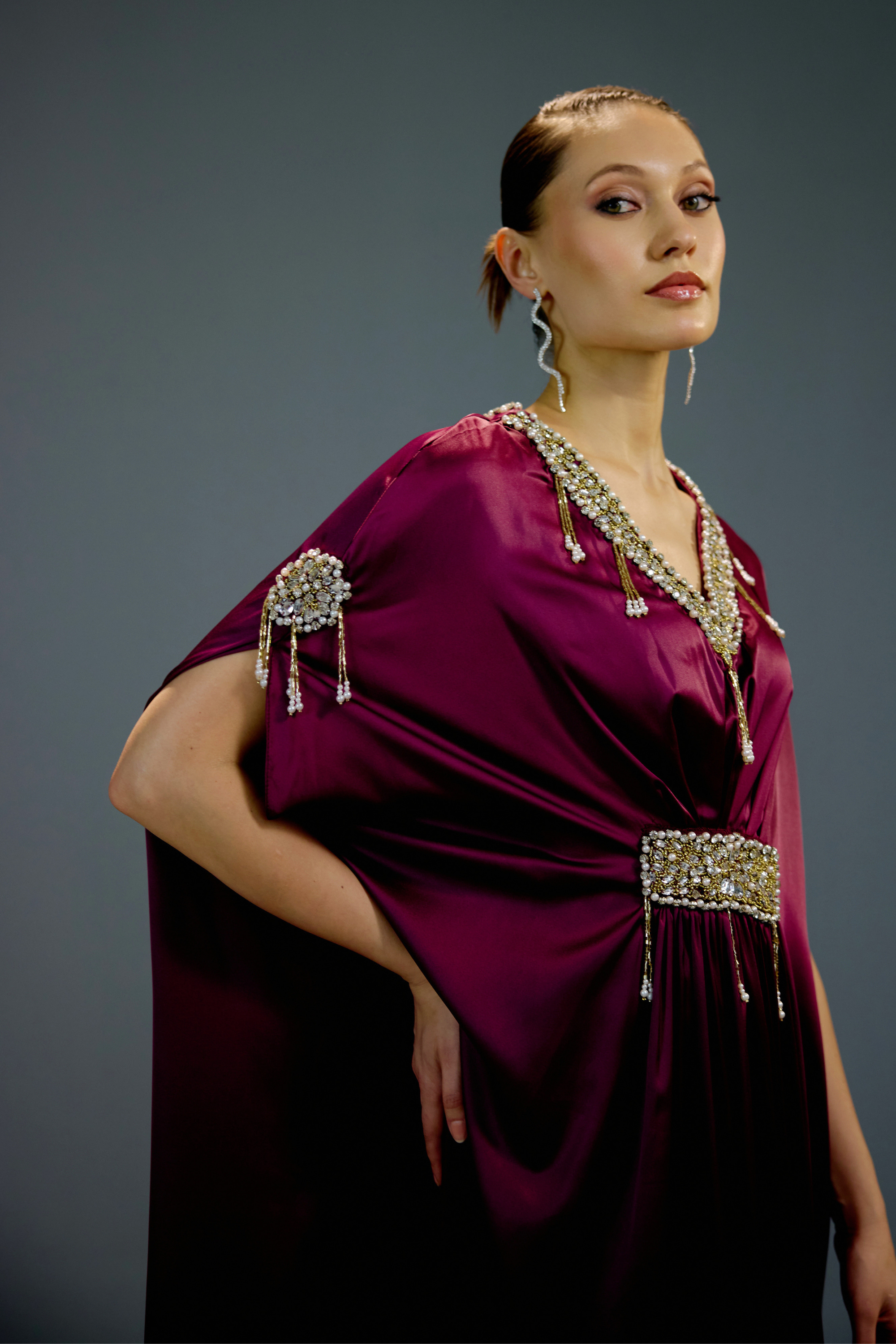Royal Amethyst Embellished Kaftan