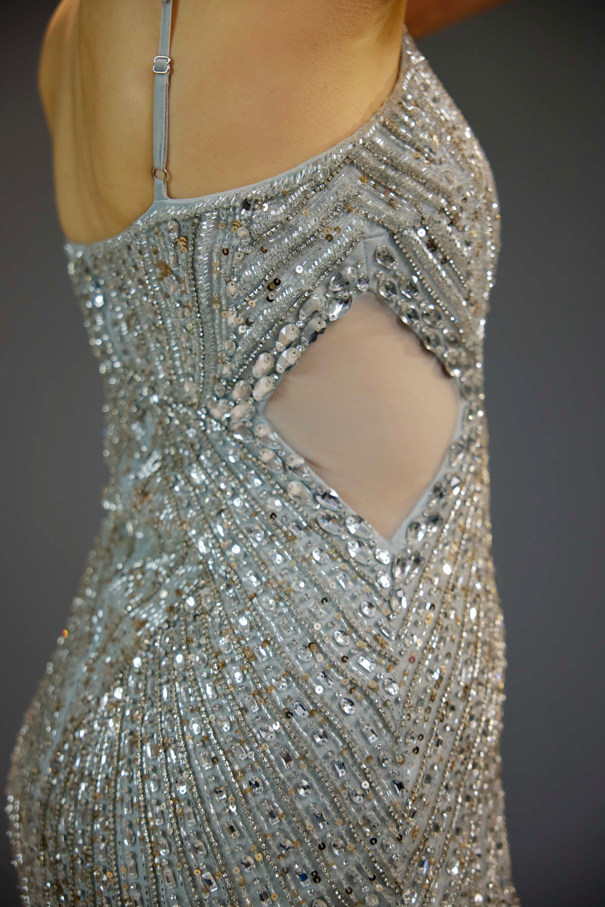 Aqua Ombre Sequin Maxi Dress